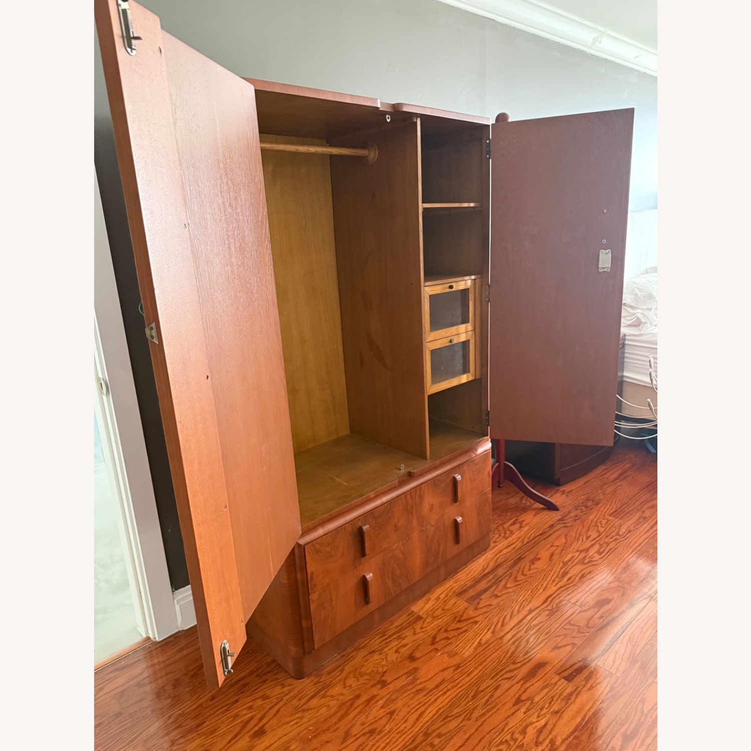 1920s/1930s Vintage/Antique Art Deco Wood Armoire - image-10