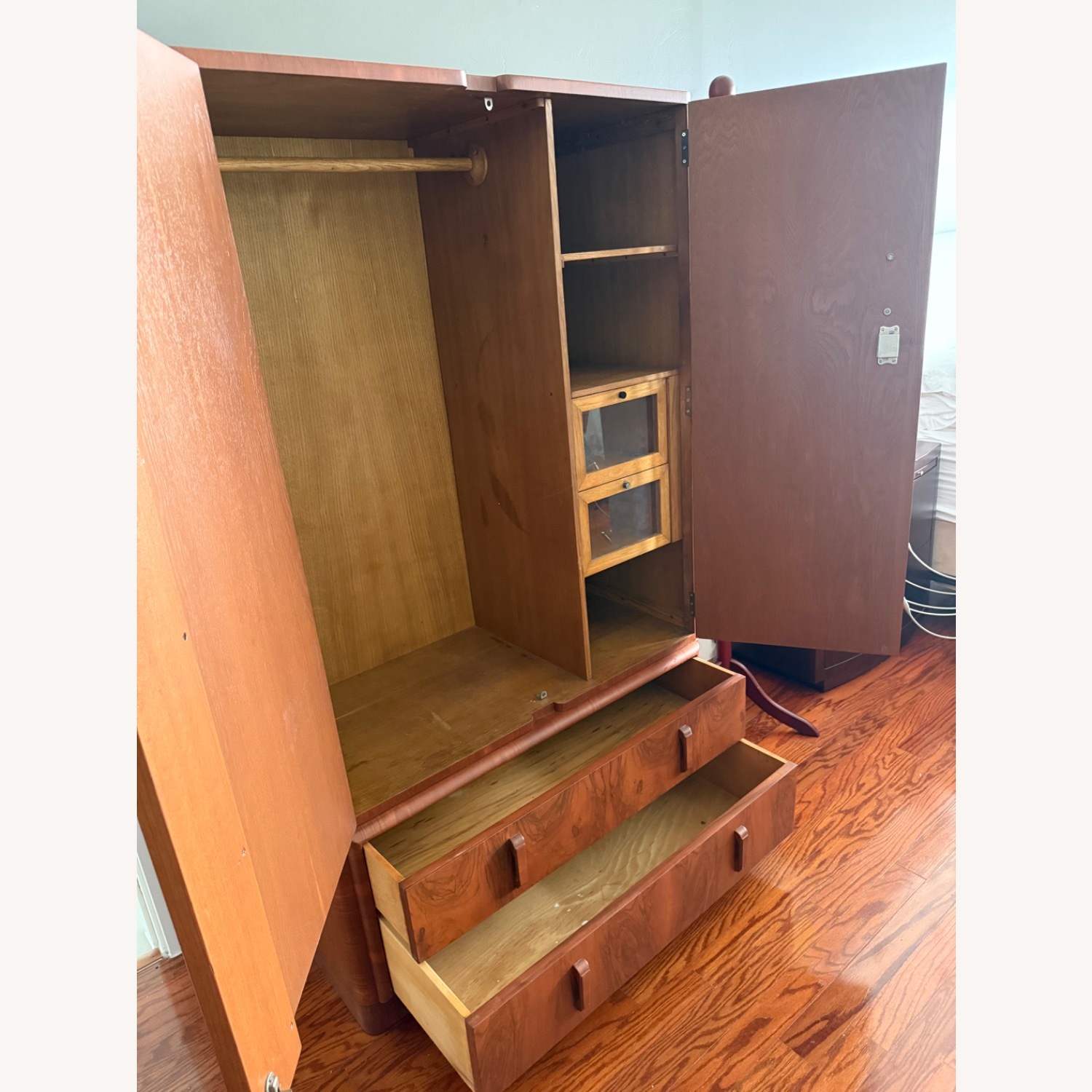 1920s/1930s Vintage/Antique Art Deco Wood Armoire - image-13