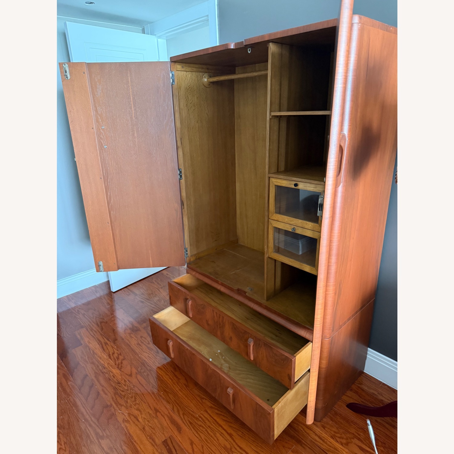 1920s/1930s Vintage/Antique Art Deco Wood Armoire - image-12