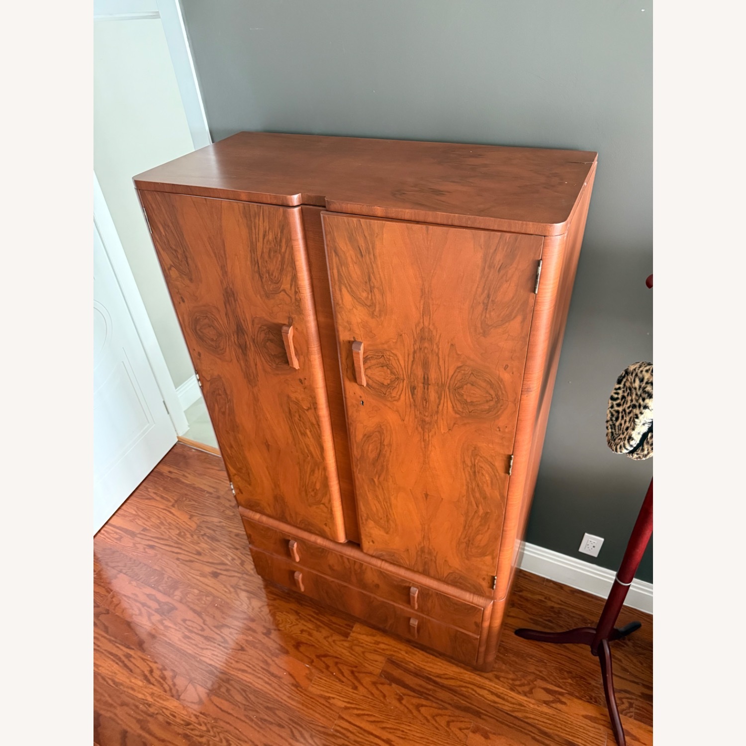 1920s/1930s Vintage/Antique Art Deco Wood Armoire - image-16