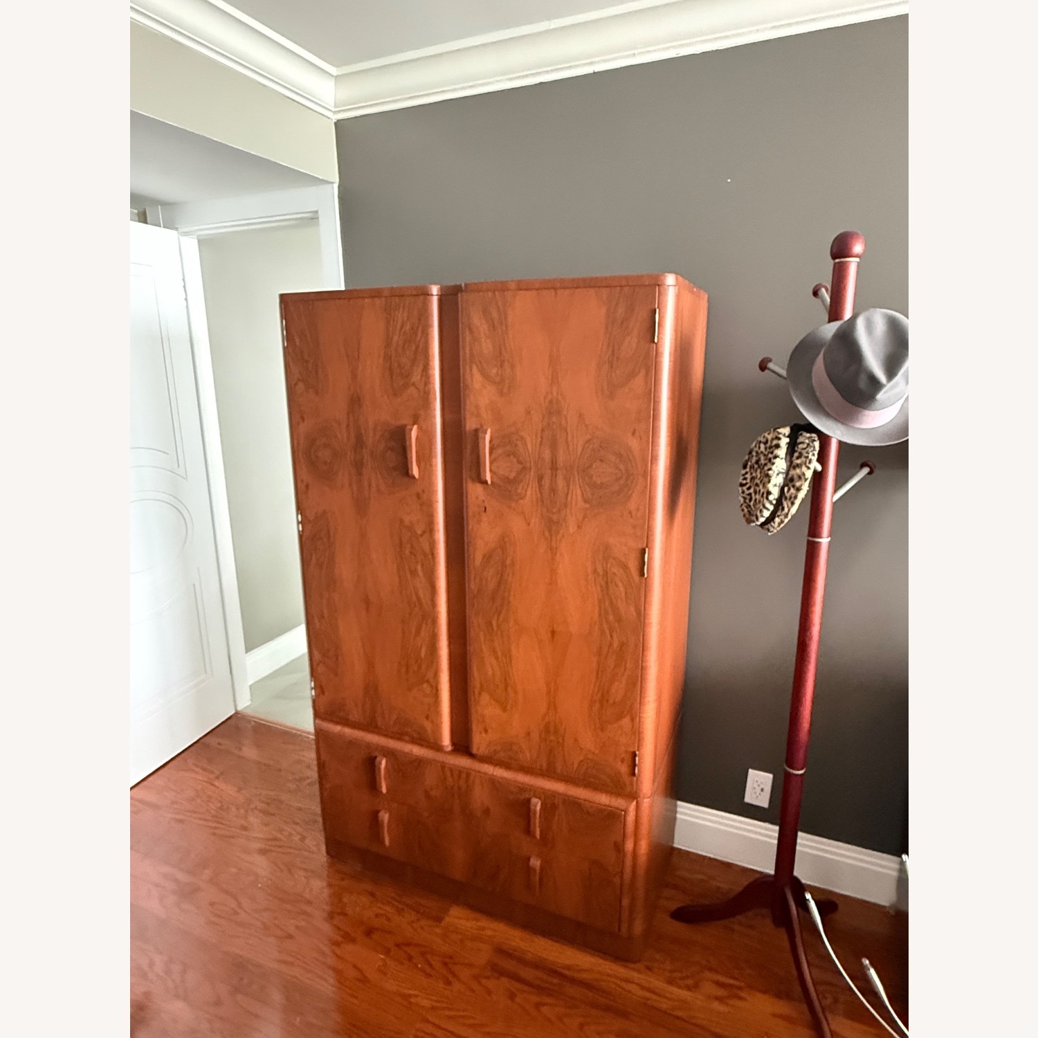 1920s/1930s Vintage/Antique Art Deco Wood Armoire - image-8