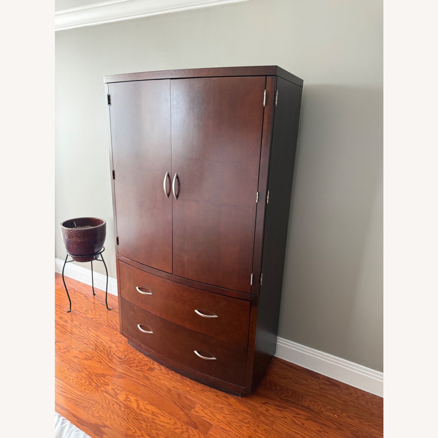 Modern Art Deco-Inspired Wood Armoire - image-5