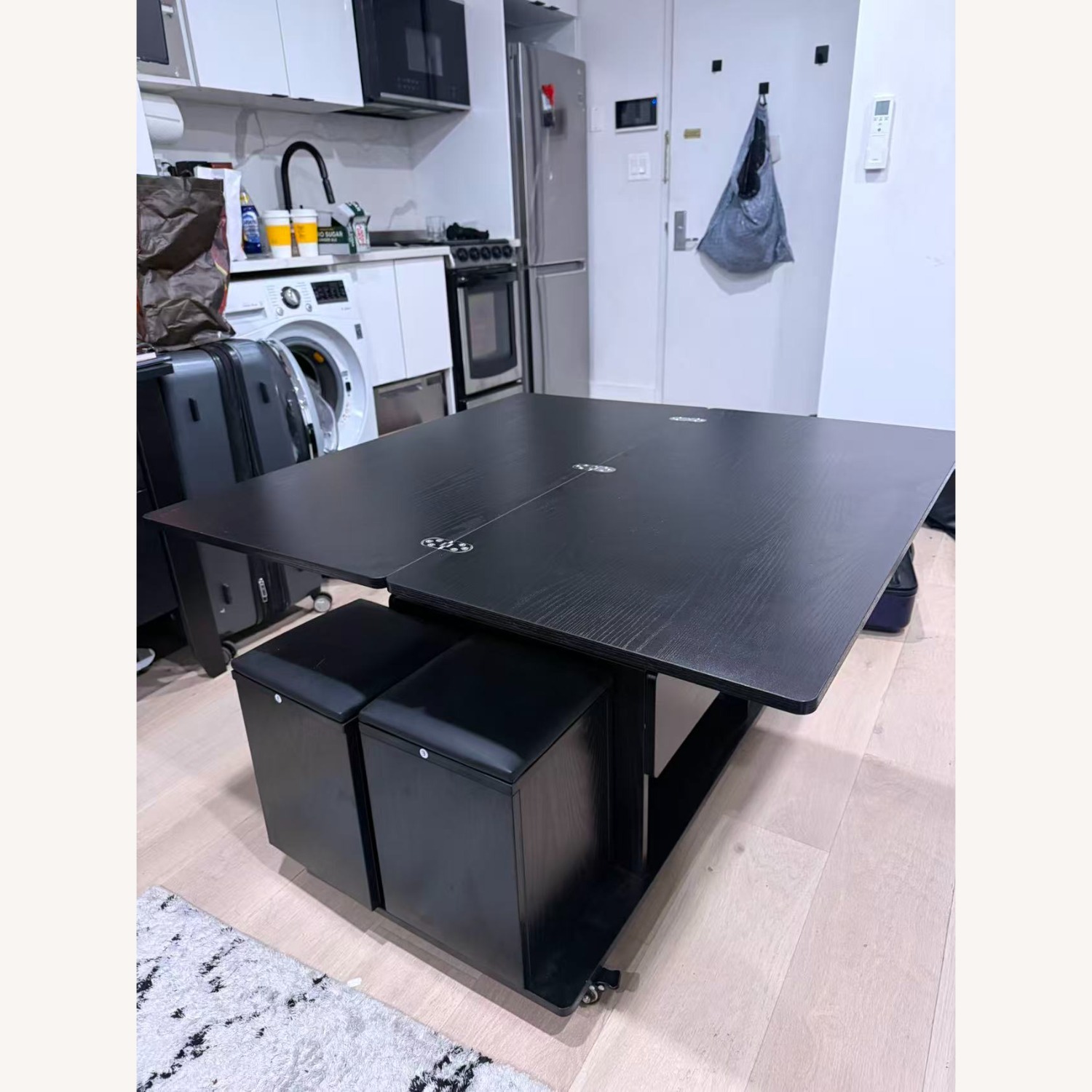 Foldable Coffee Table with 4 Stools & Storage - image-1
