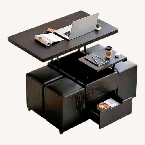 Used Foldable Coffee Table with 4 Stools & Storage for sale on AptDeco