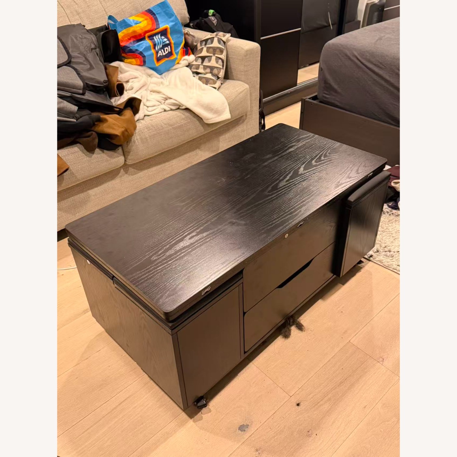 Foldable Coffee Table with 4 Stools & Storage - image-3
