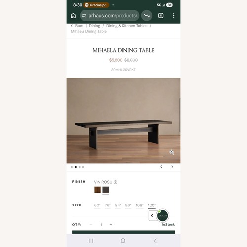 Used Arhaus Mihaela Dining Table for sale on AptDeco