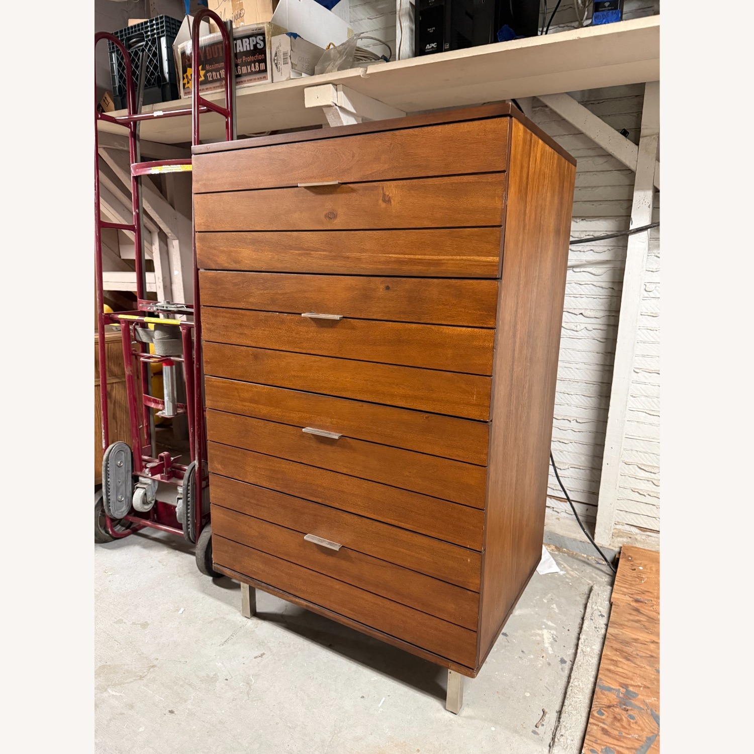 CB2 Dark Brown Linear Tall Chest - image-1