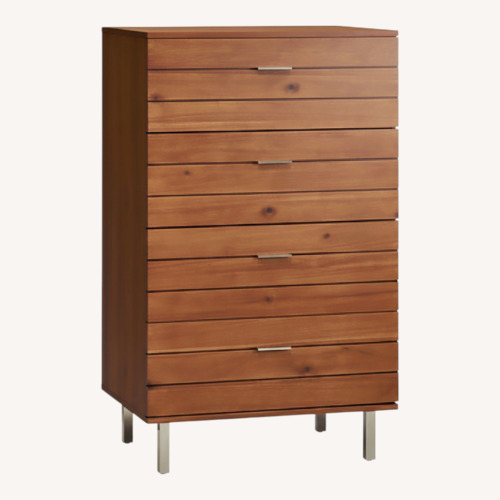 Used CB2 Dark Brown Linear Tall Chest for sale on AptDeco