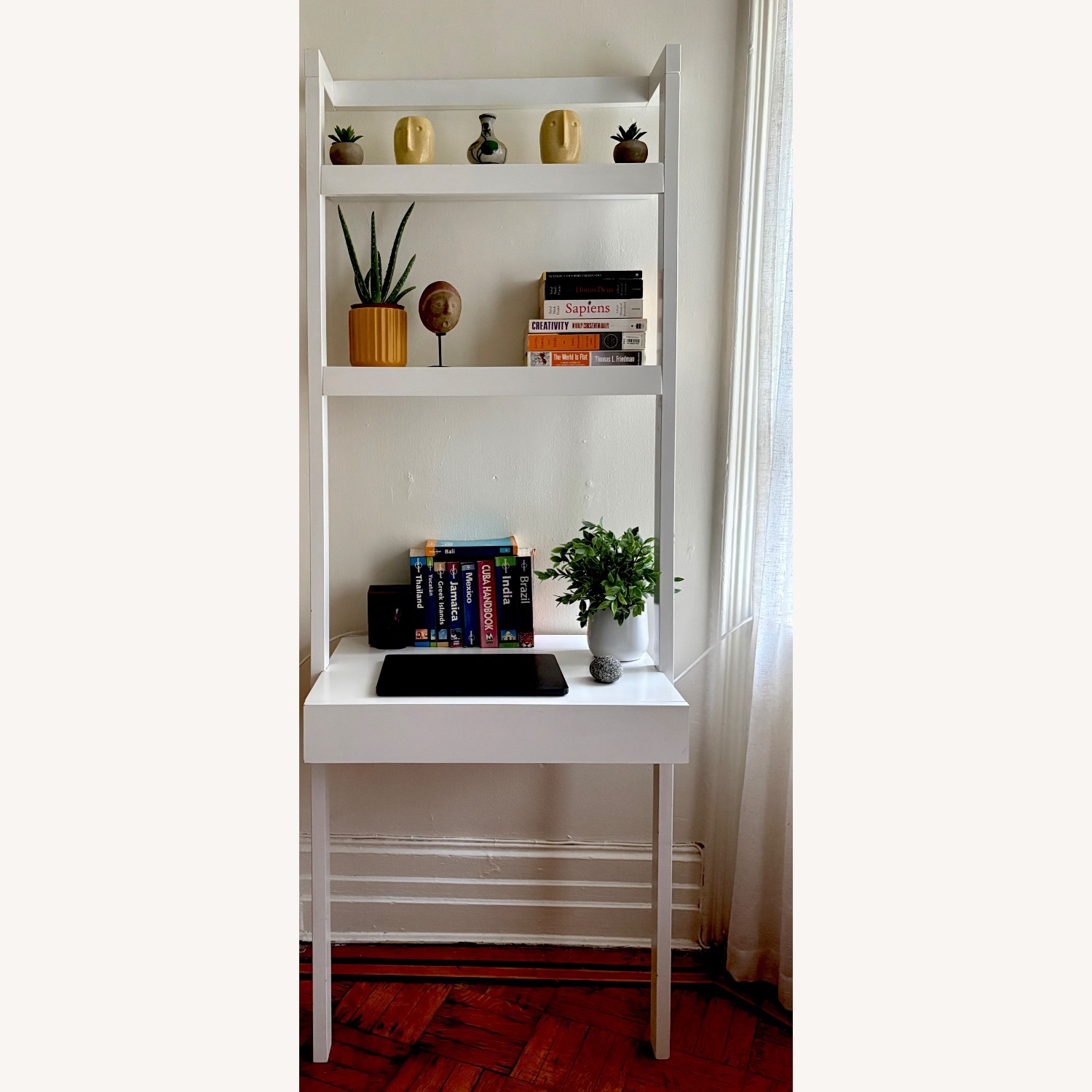 Crate & Barrel Sawyer White Leaning Wall Desk - image-1