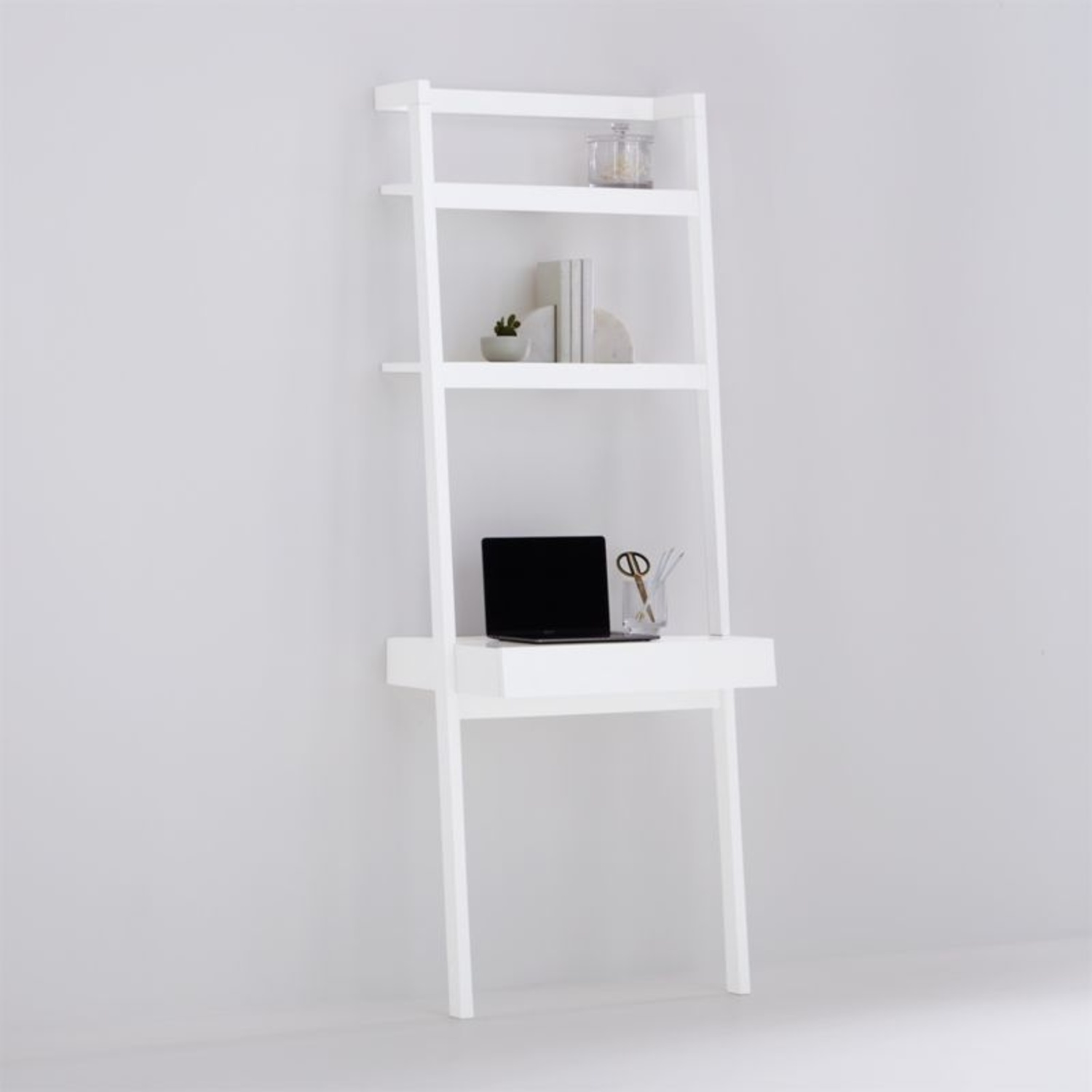 Crate & Barrel Sawyer White Leaning Wall Desk - image-5