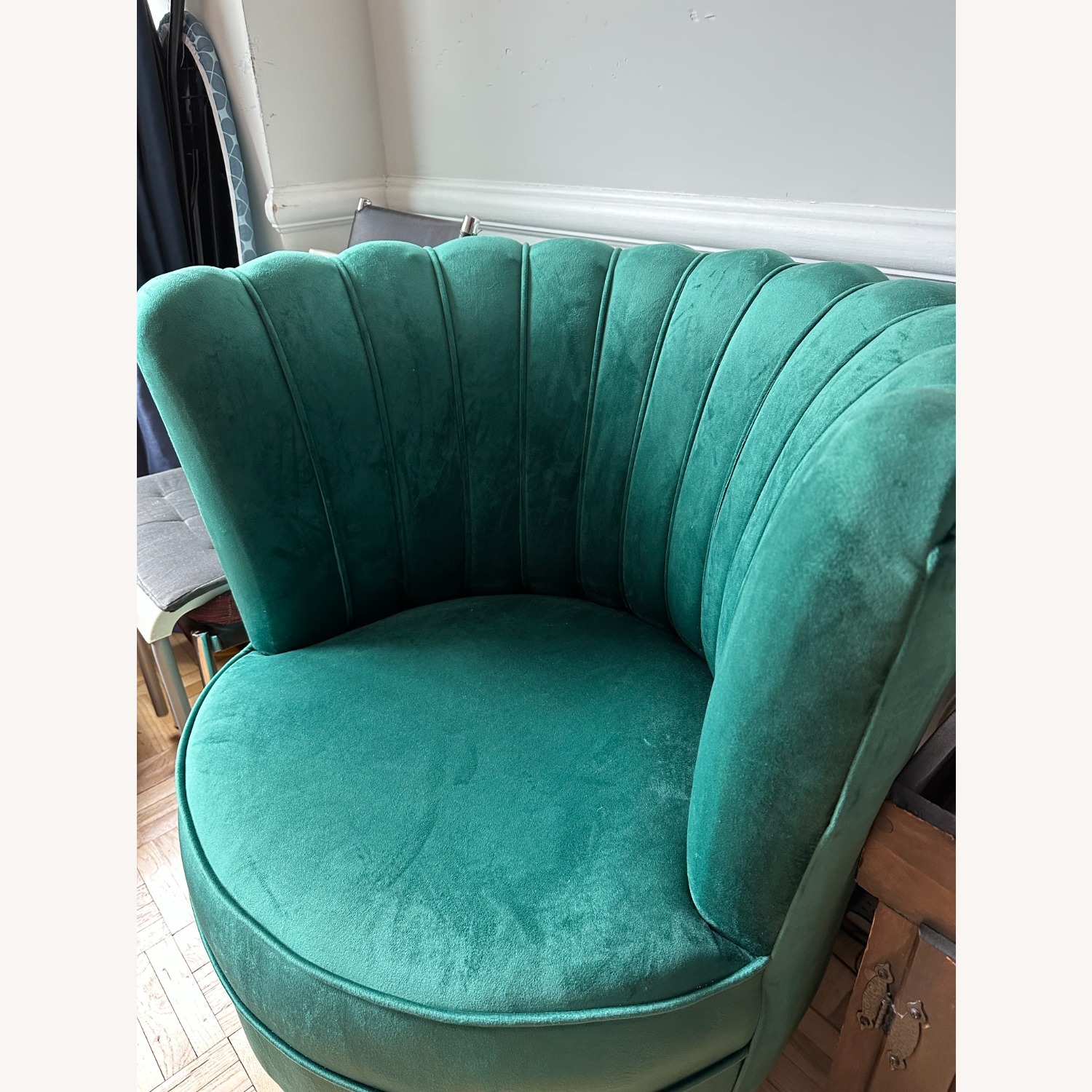 Green Velvet Armchair - image-1