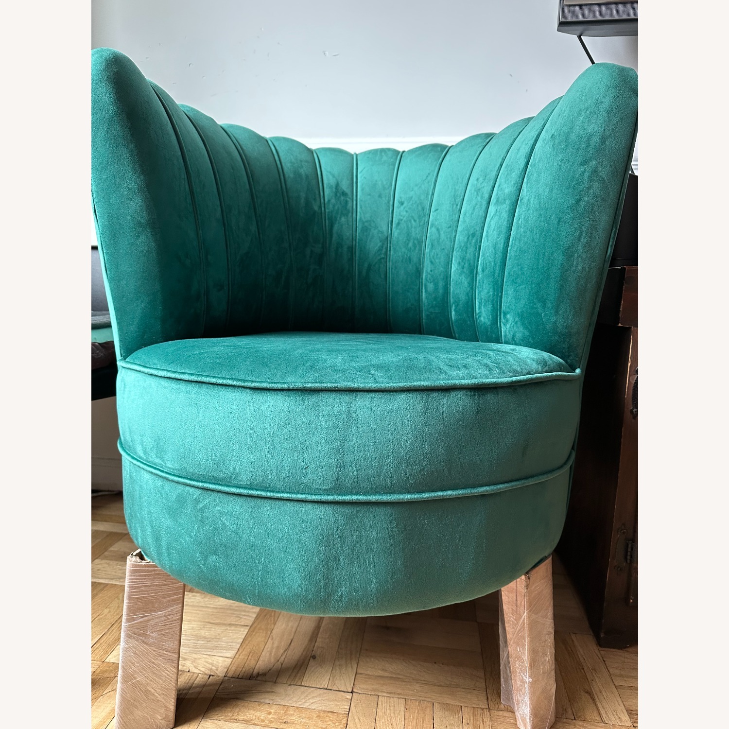 Green Velvet Armchair - image-5
