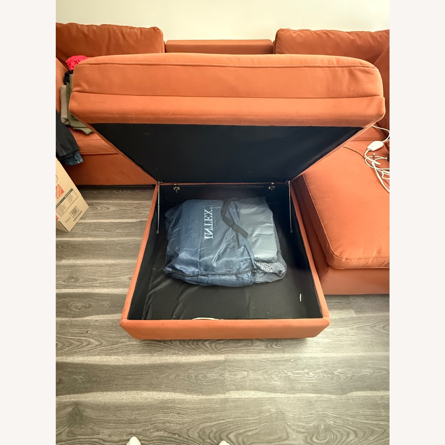 Albany Park Orange Suede 3+ Piece Sectional - image-2