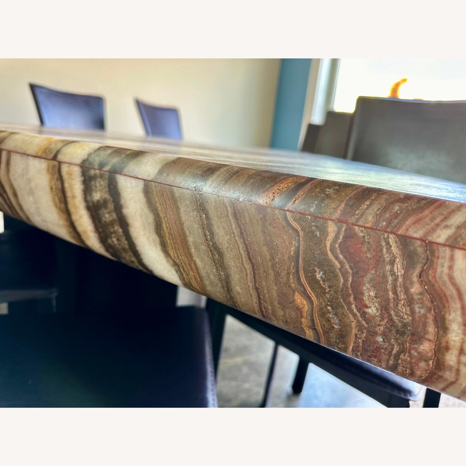 Vintage/Antique Dark Brown Stone Dining Table - image-9