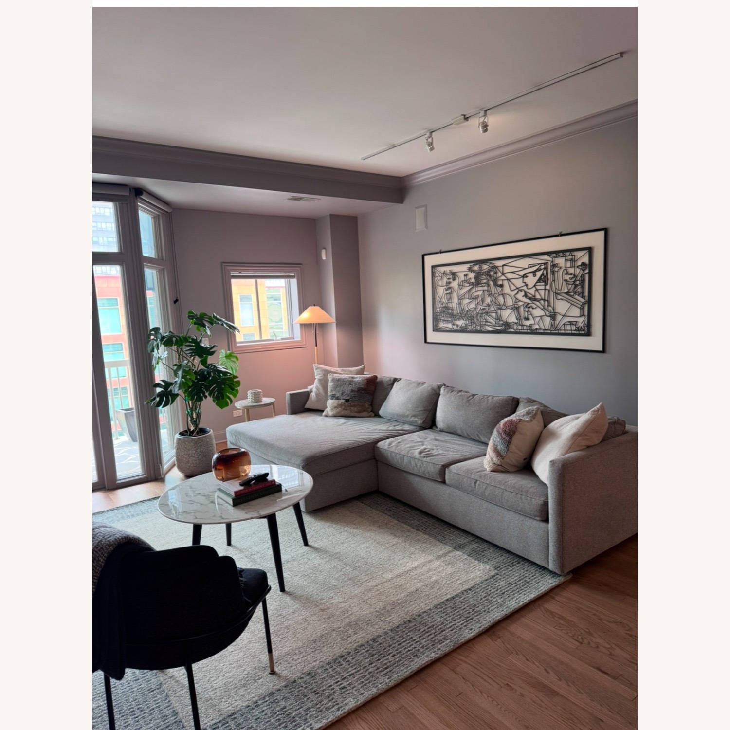 West Elm Harris Light Gray Fabric 2 Piece Sectional - image-2