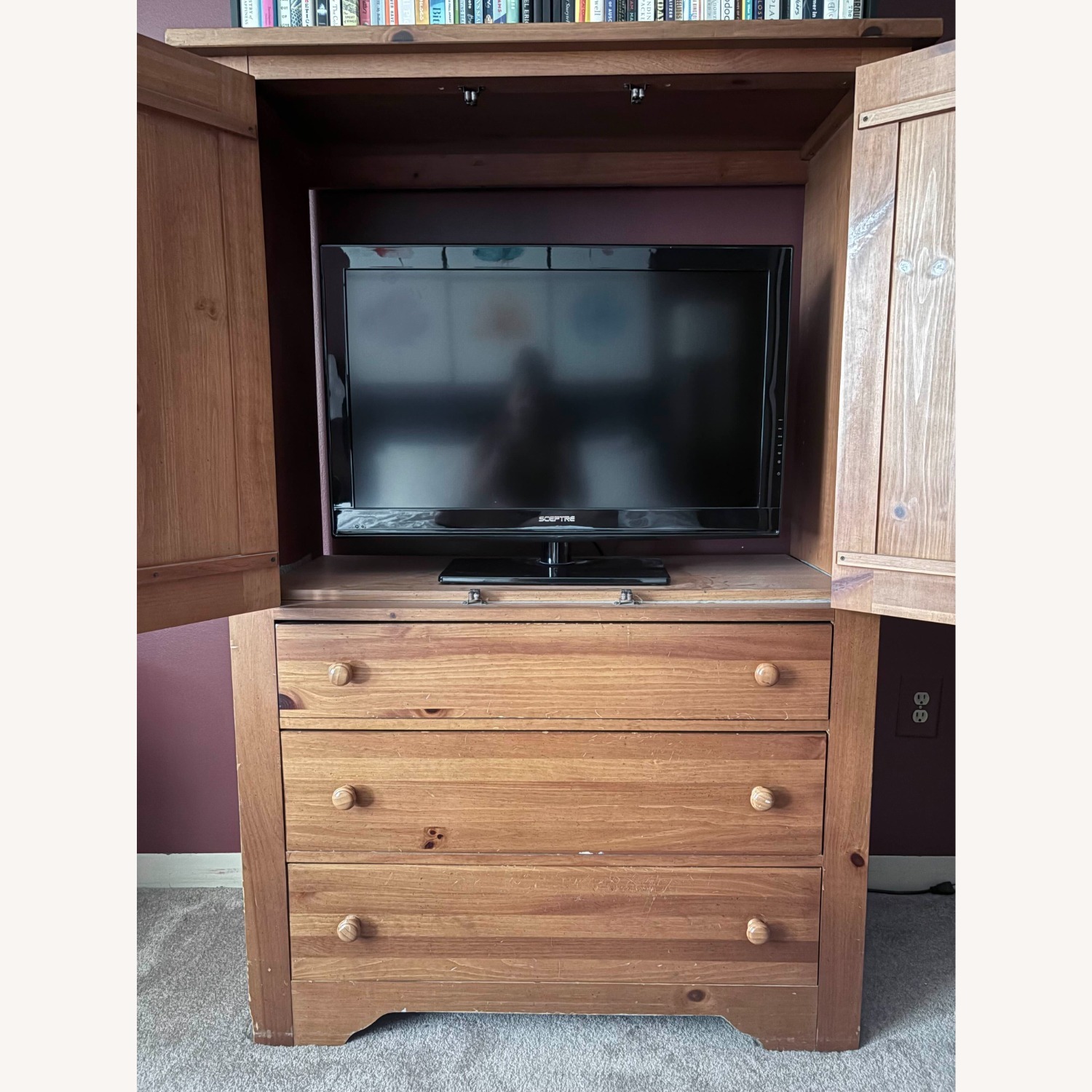 Light Brown Wood Armoire  - image-2