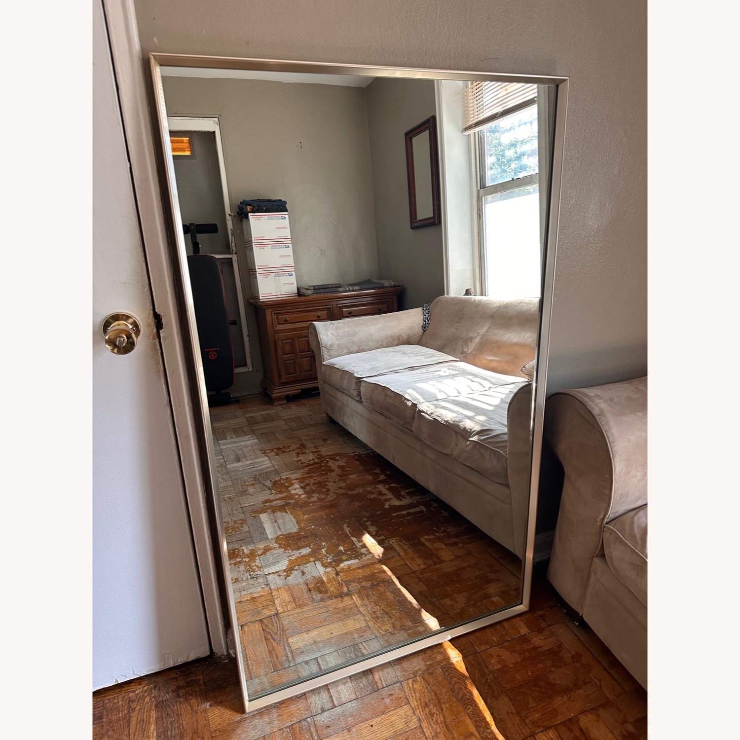 Dovetailed Aluminum Wall Mirror Dated 1957 - image-5