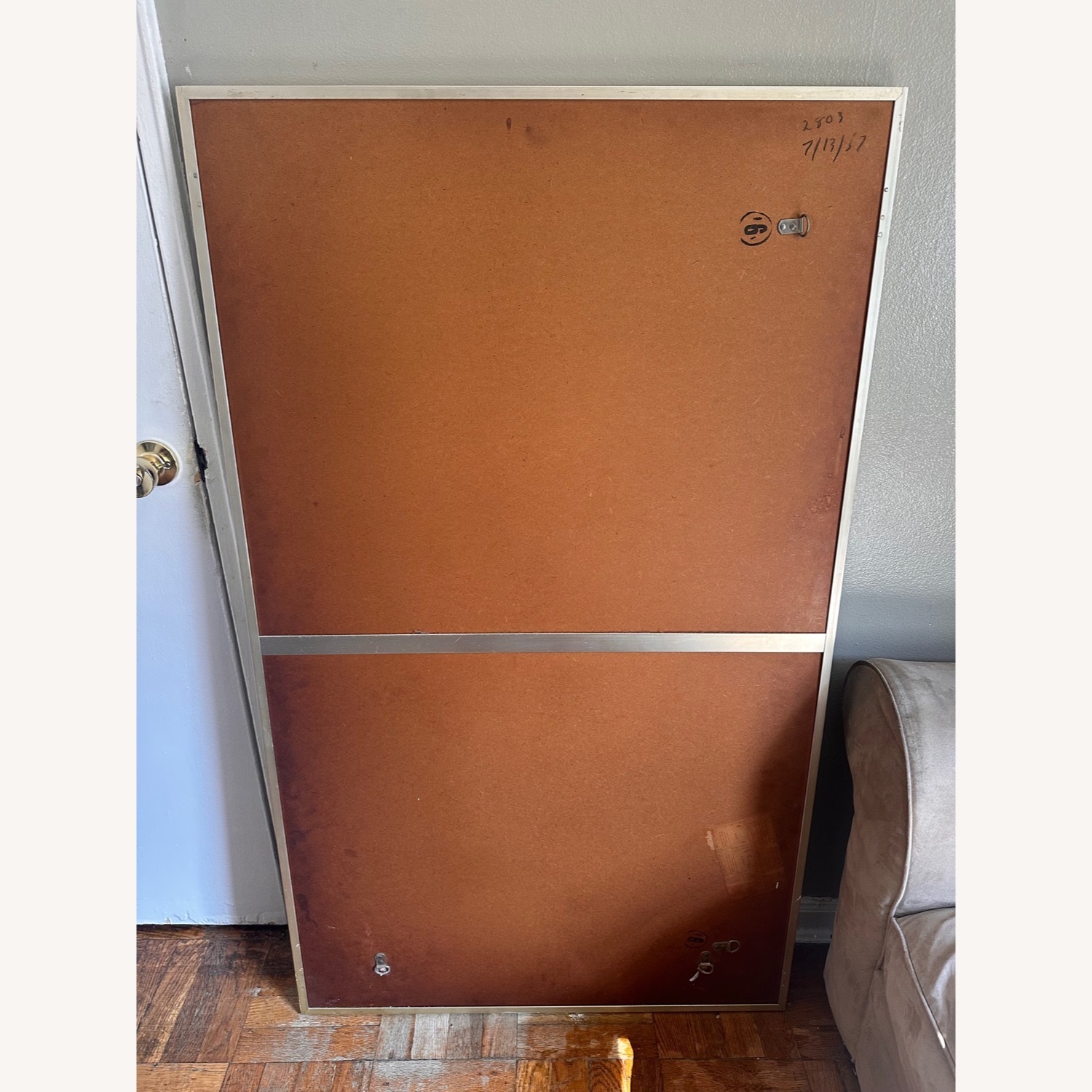 Dovetailed Aluminum Wall Mirror Dated 1957 - image-3