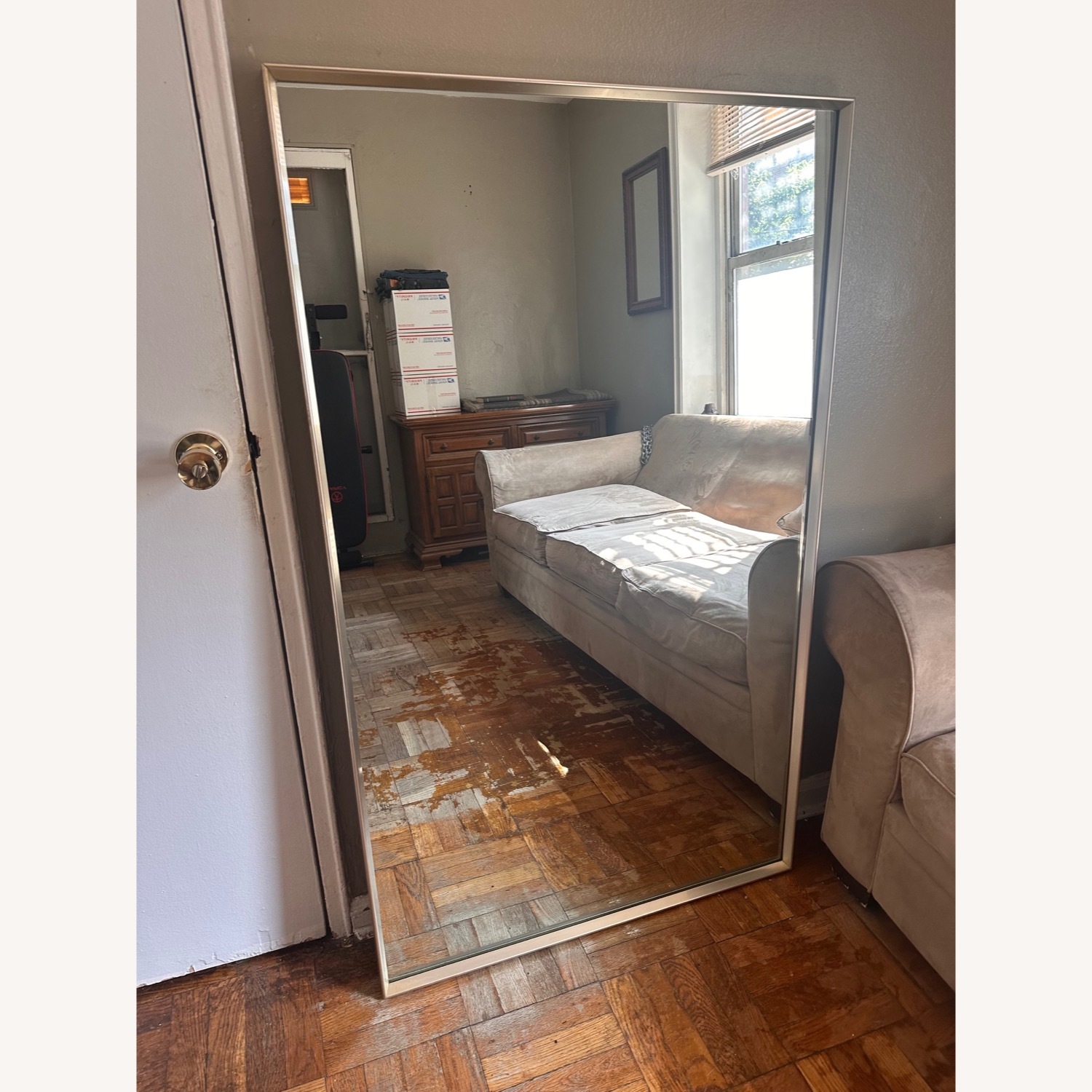 Dovetailed Aluminum Wall Mirror Dated 1957 - image-2