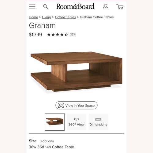 Used Room & Board Graham Coffee Table – Walnut for sale on AptDeco