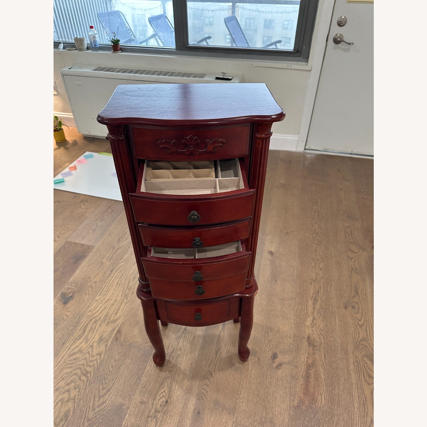  Dark Brown Wood Standing Jewelry Armoire  - image-4