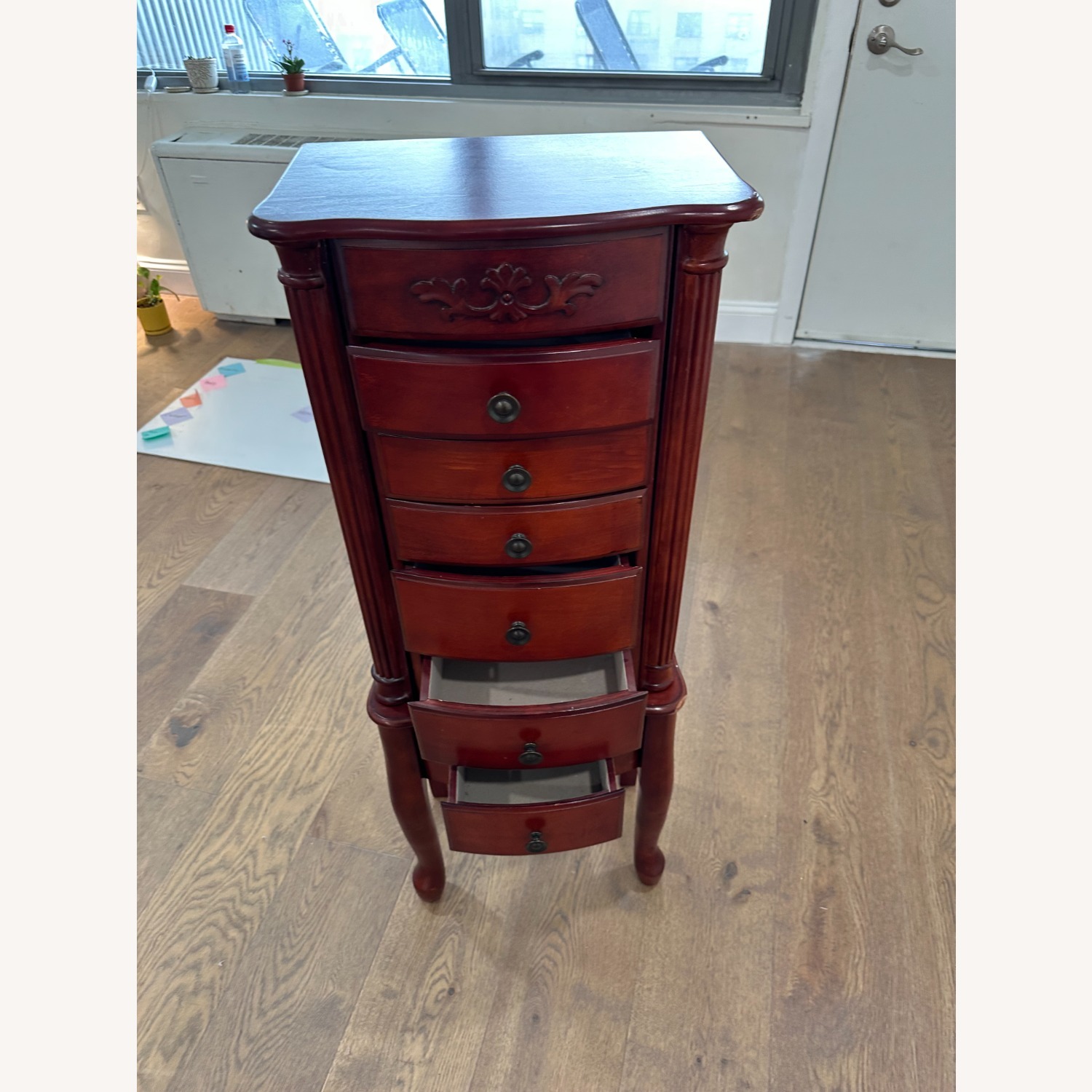  Dark Brown Wood Standing Jewelry Armoire  - image-5