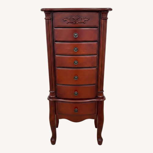 Used  Dark Brown Wood Standing Jewelry Armoire  for sale on AptDeco