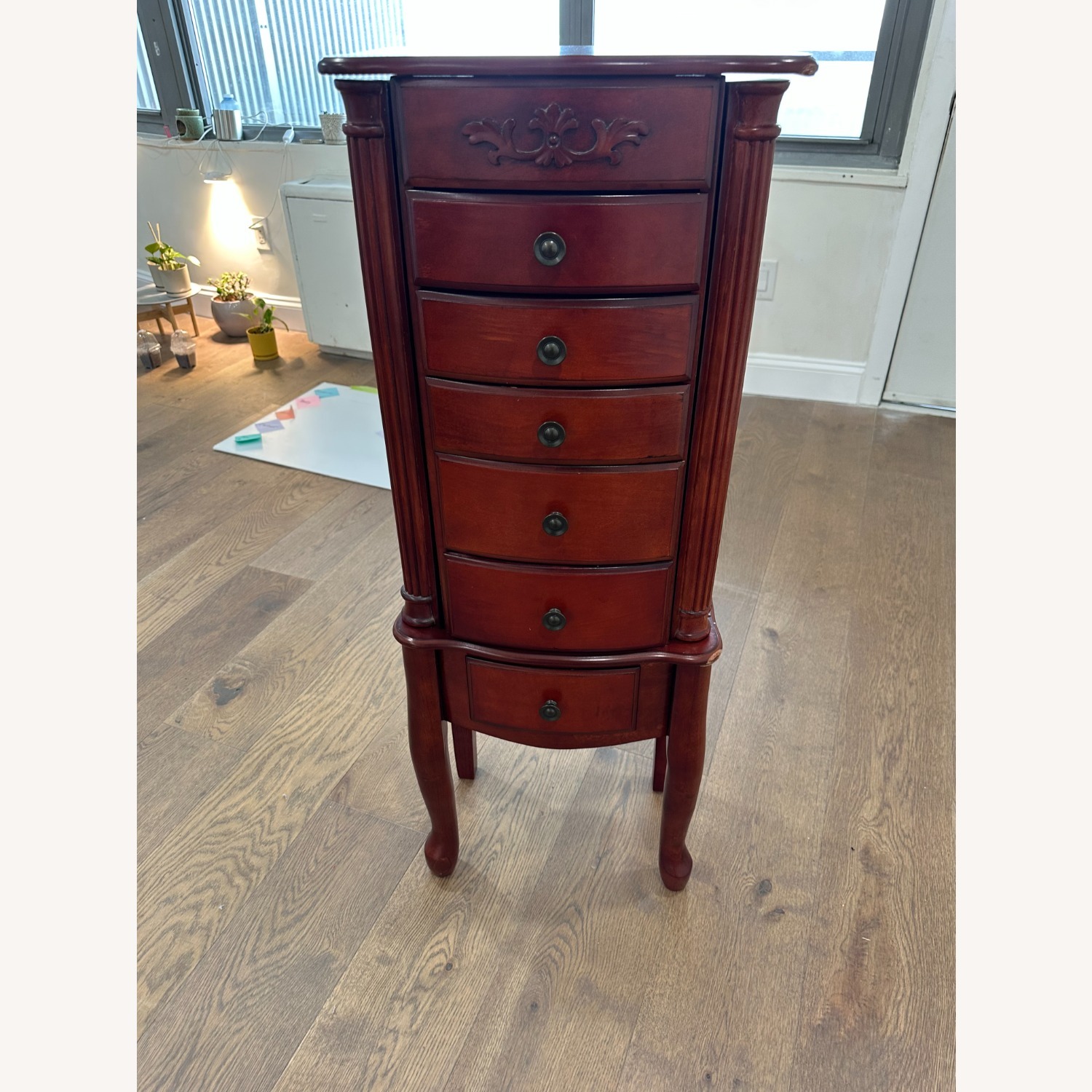  Dark Brown Wood Standing Jewelry Armoire  - image-3