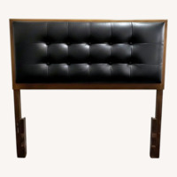 Mid Century Modern Black Leather Twin Headboard