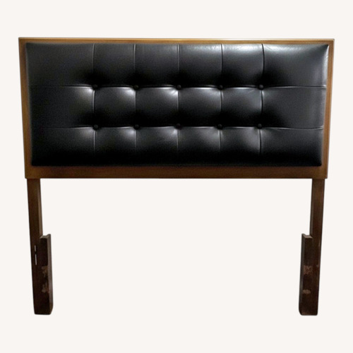 Used Mid Century Modern Black Leather Twin Headboard for sale on AptDeco