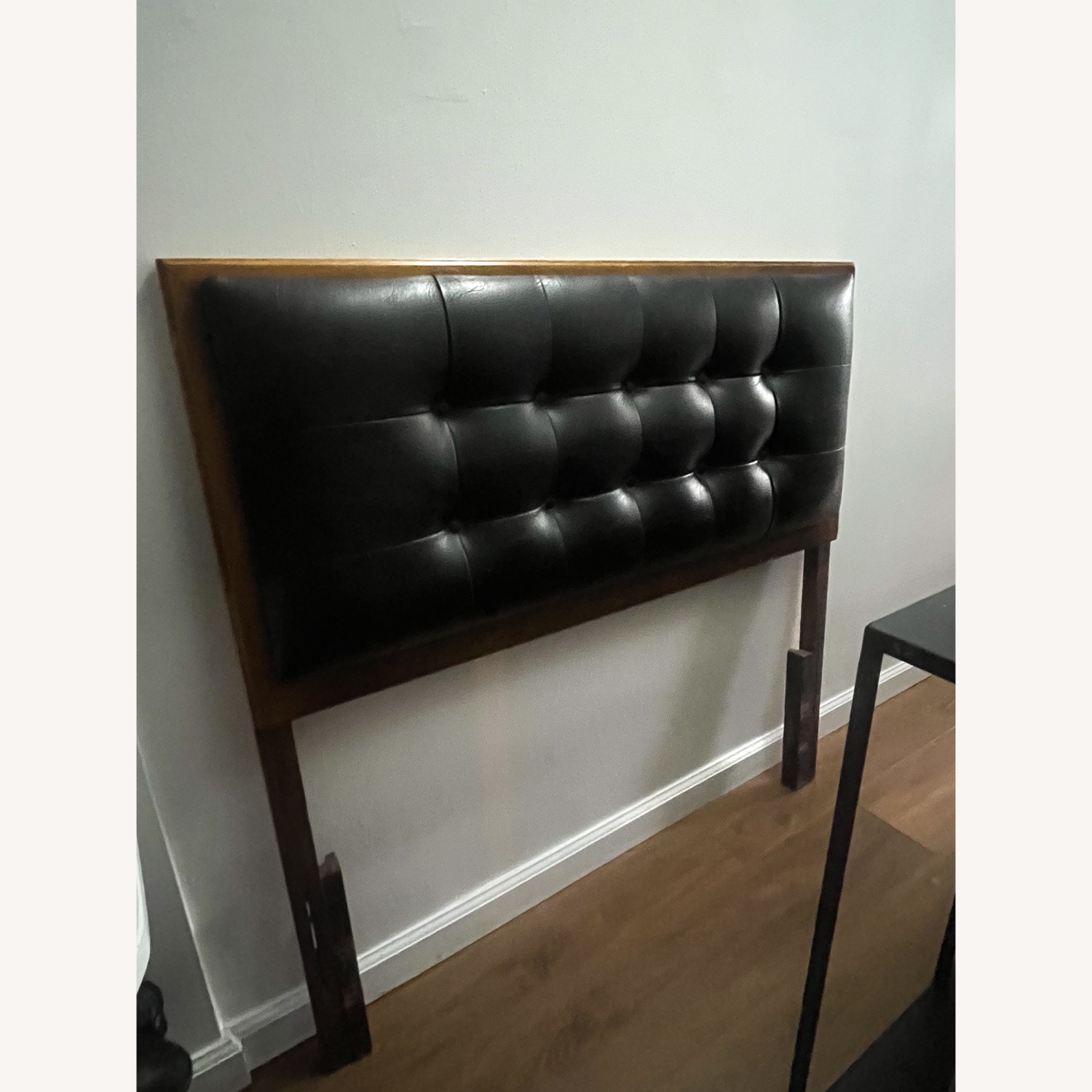 Mid Century Modern Black Leather Twin Headboard - image-1