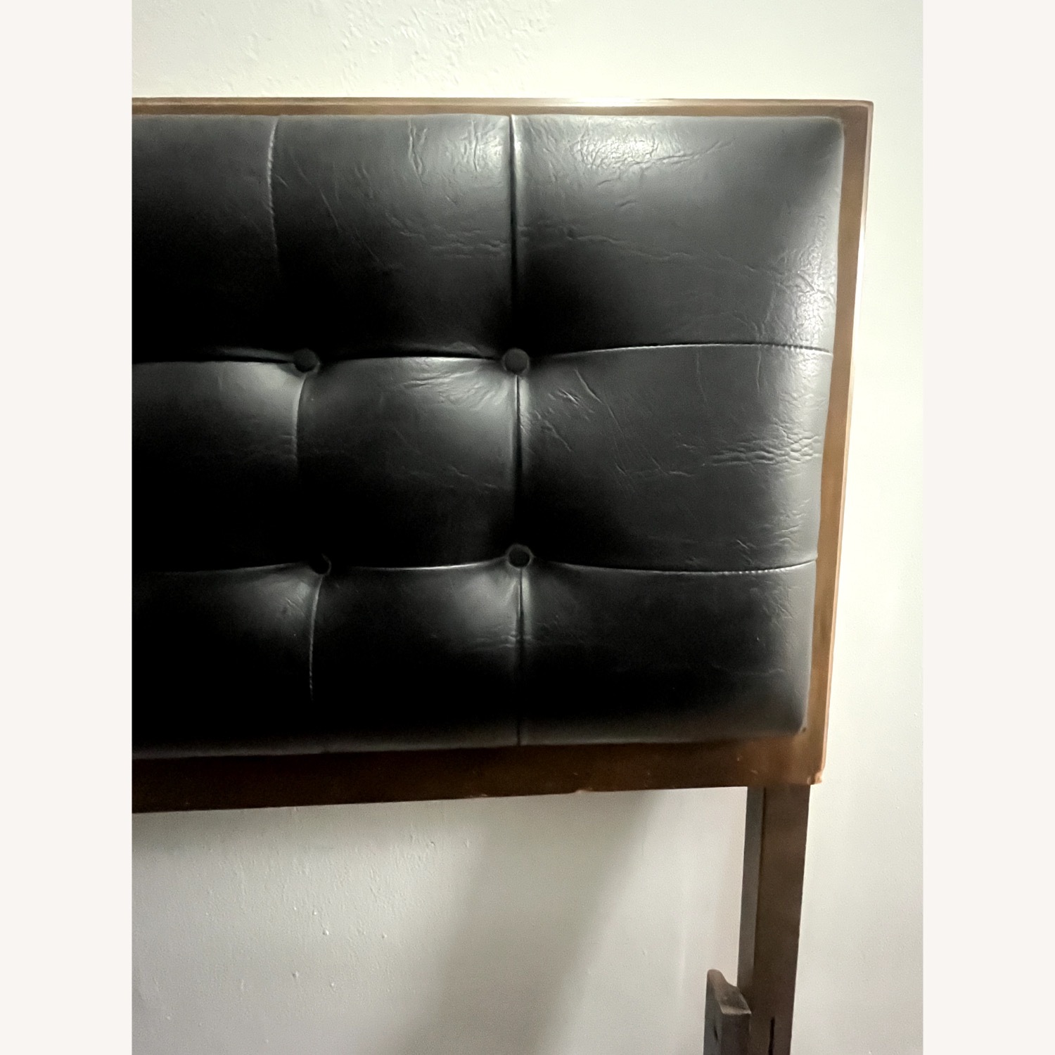 Mid Century Modern Black Leather Twin Headboard - image-2