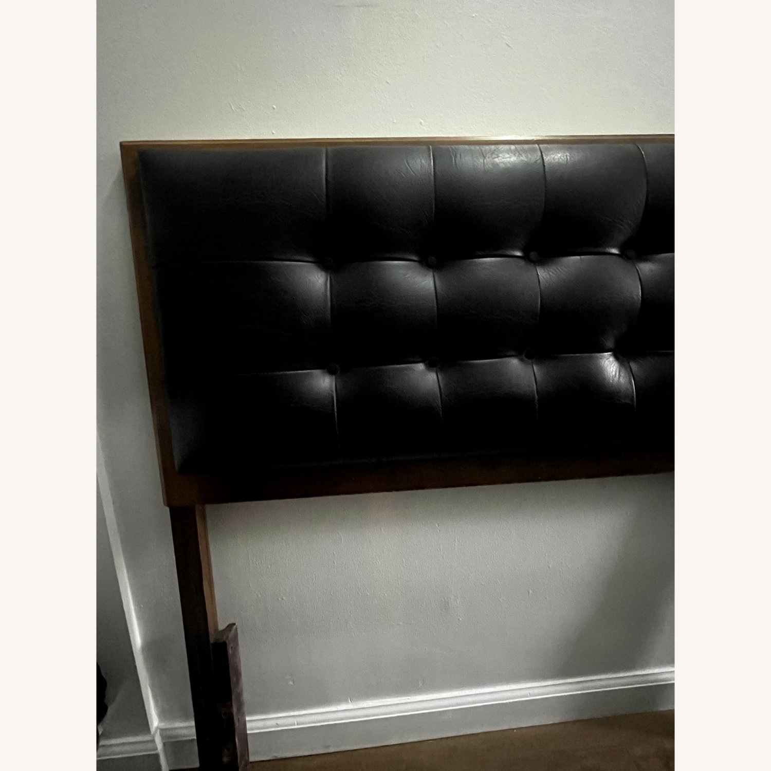 Mid Century Modern Black Leather Twin Headboard - image-3