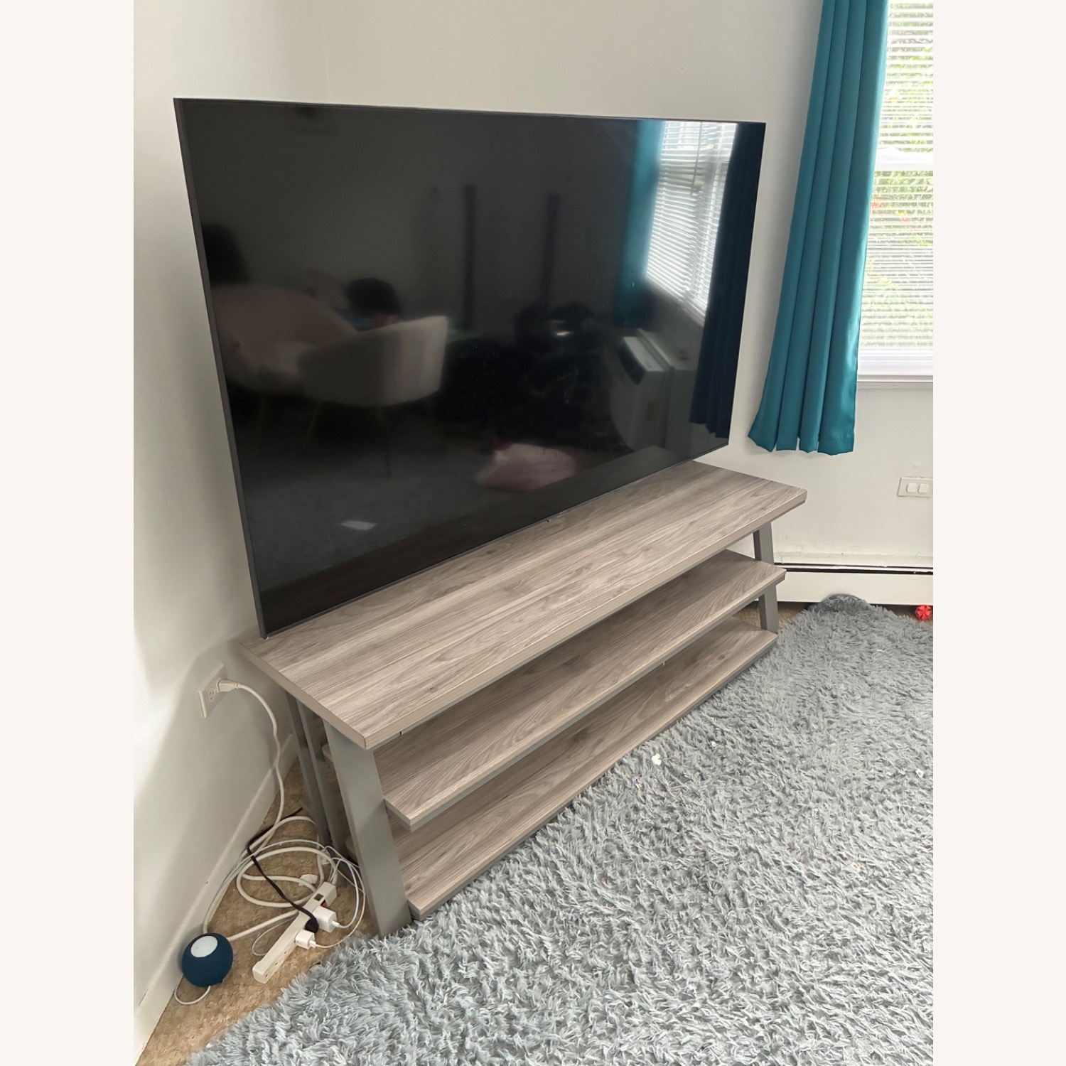 Modern Light Gray Swivel TV Stand  - image-5