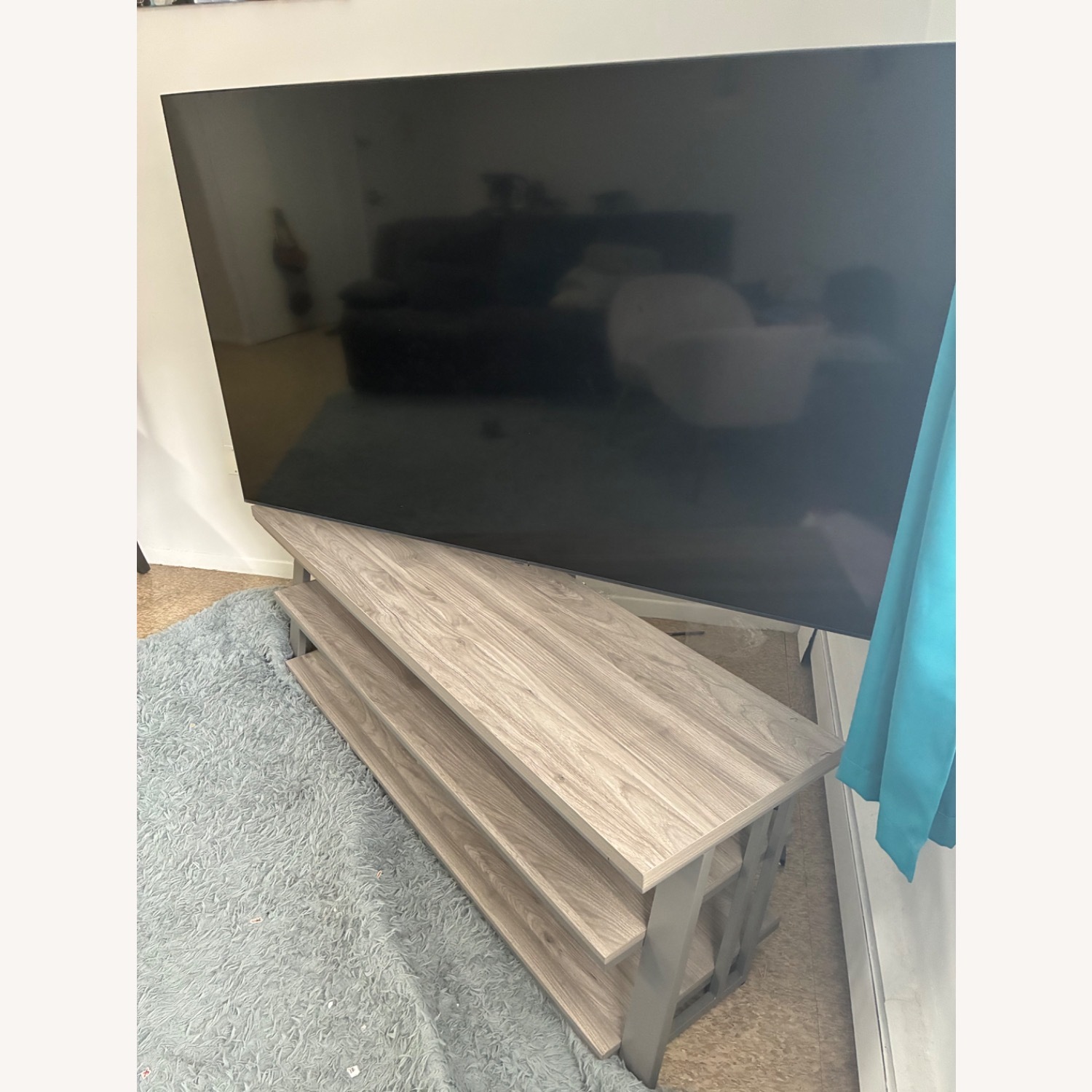 Modern Light Gray Swivel TV Stand  - image-2