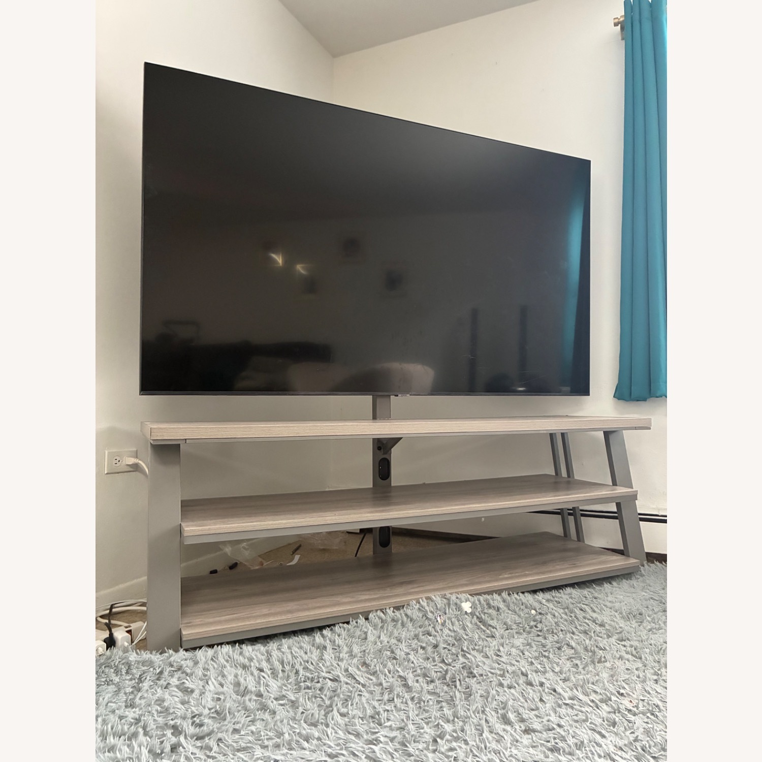 Modern Light Gray Swivel TV Stand  - image-4