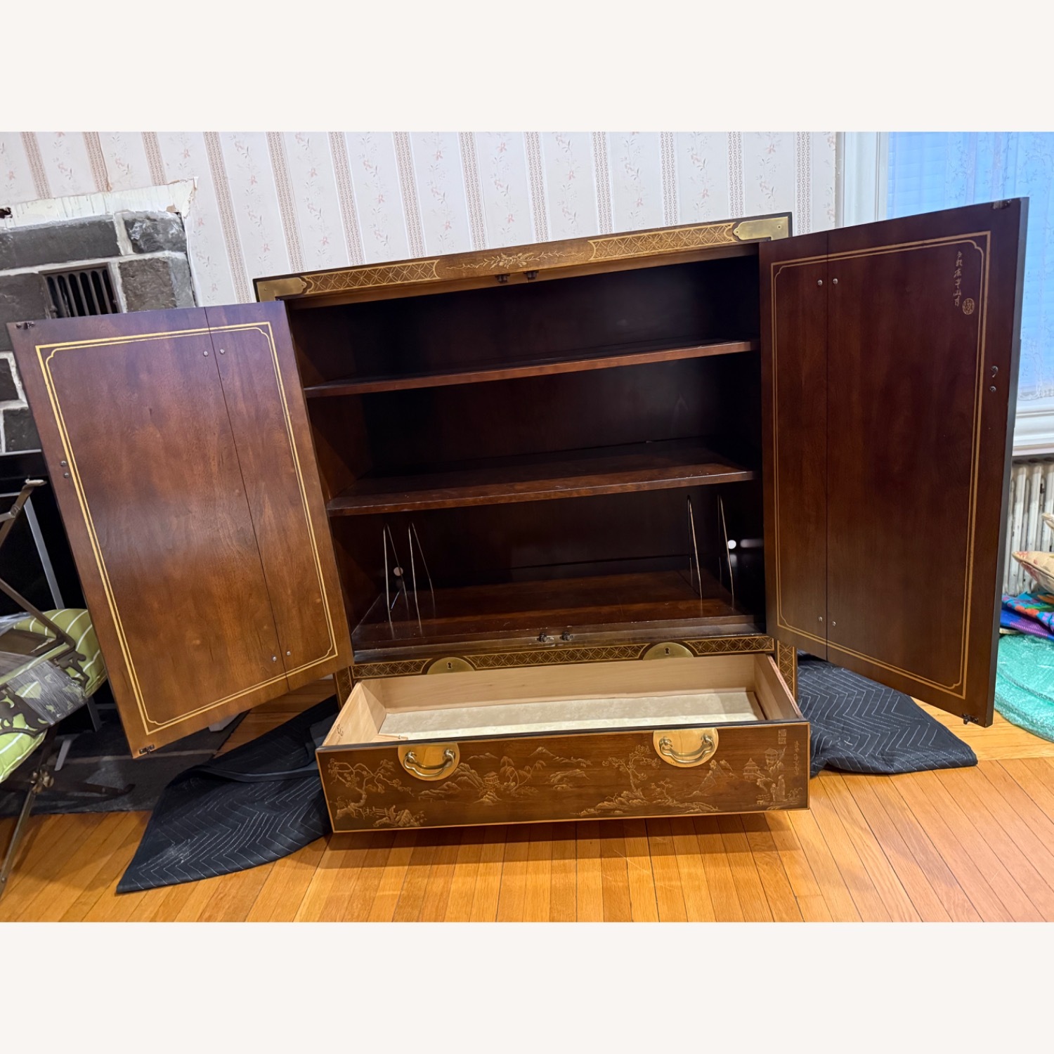  Drexel Heritage Dark Brown Wood Sideboard 1970's - image-4