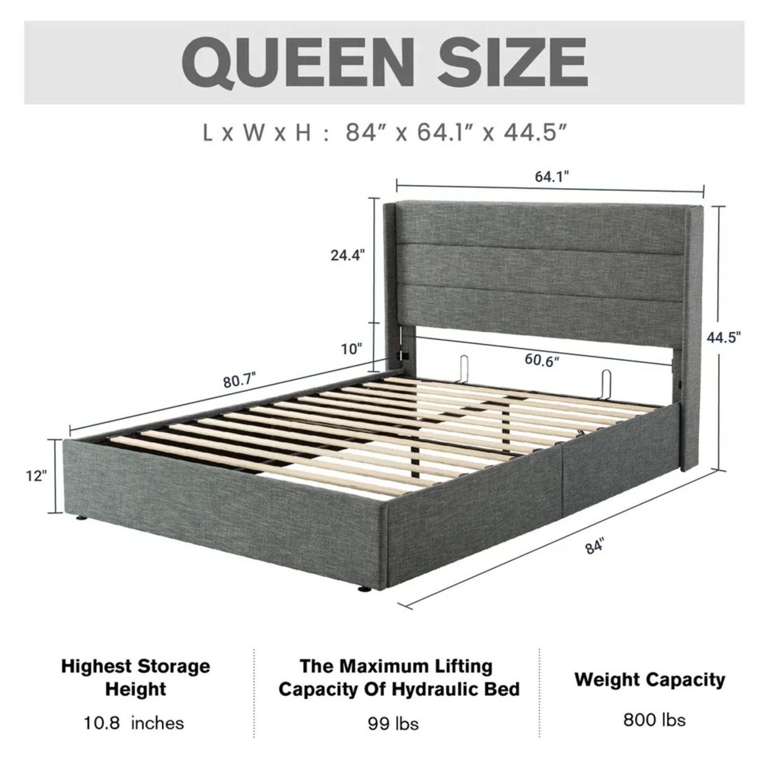 Wayfair Dark Gray Queen Bed - image-3