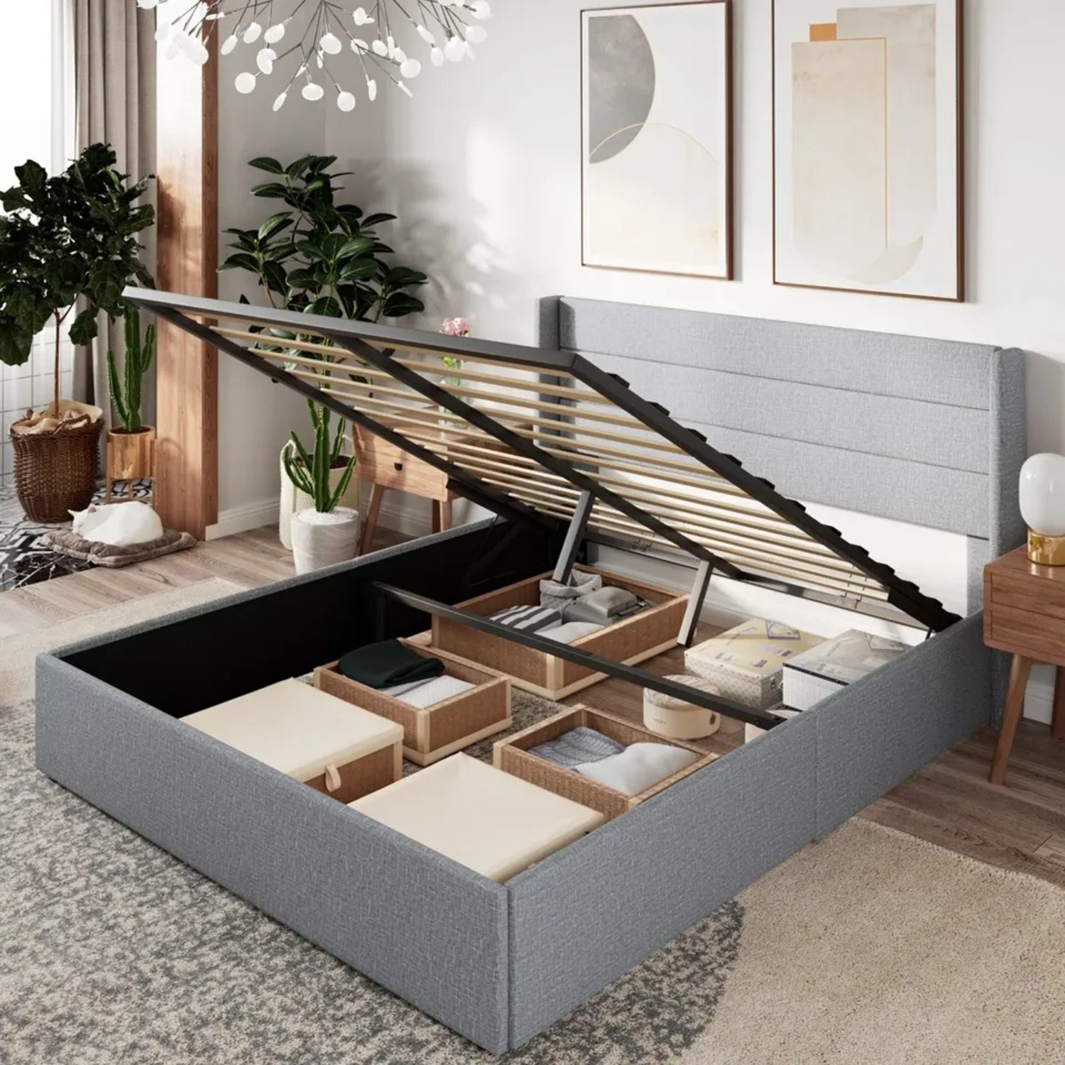 Wayfair Dark Gray Queen Bed - image-2