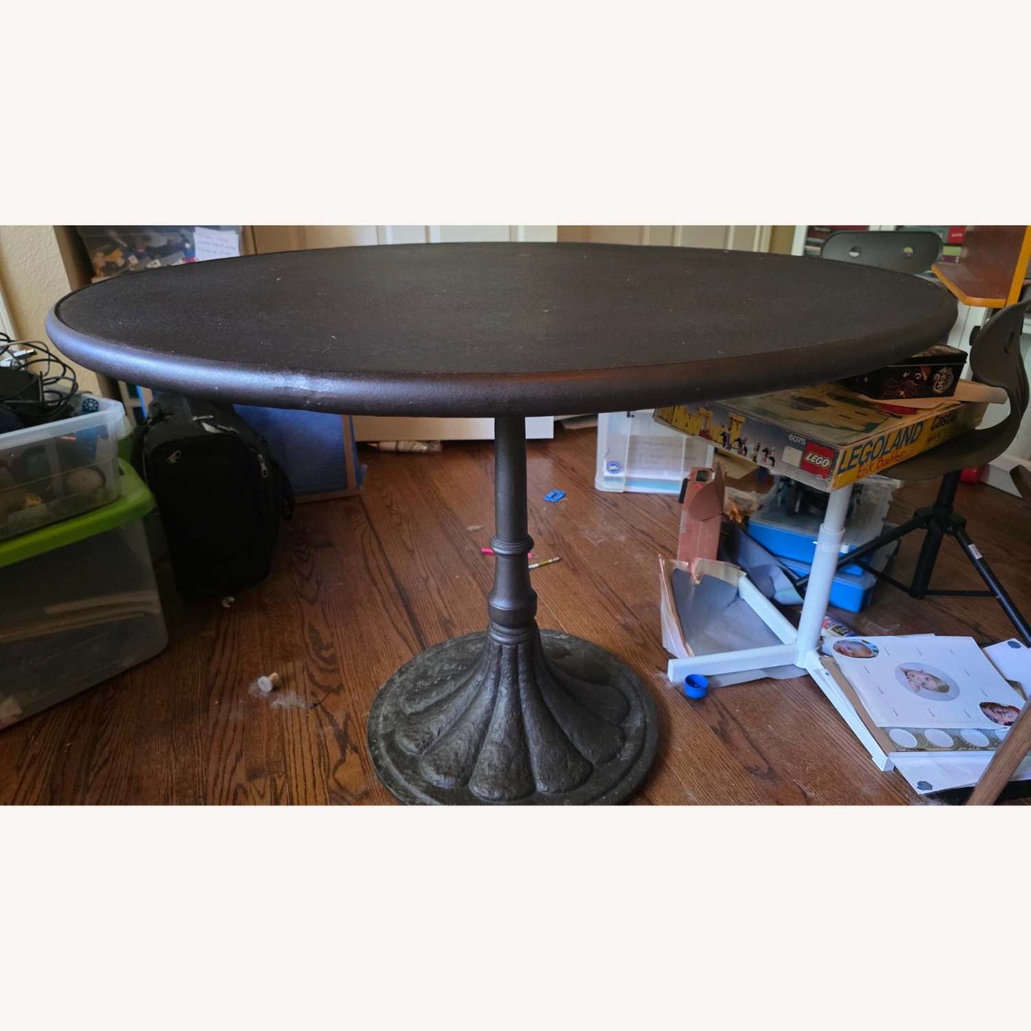 Restoration Hardware Dark Brown Iron Dining Table - image-3
