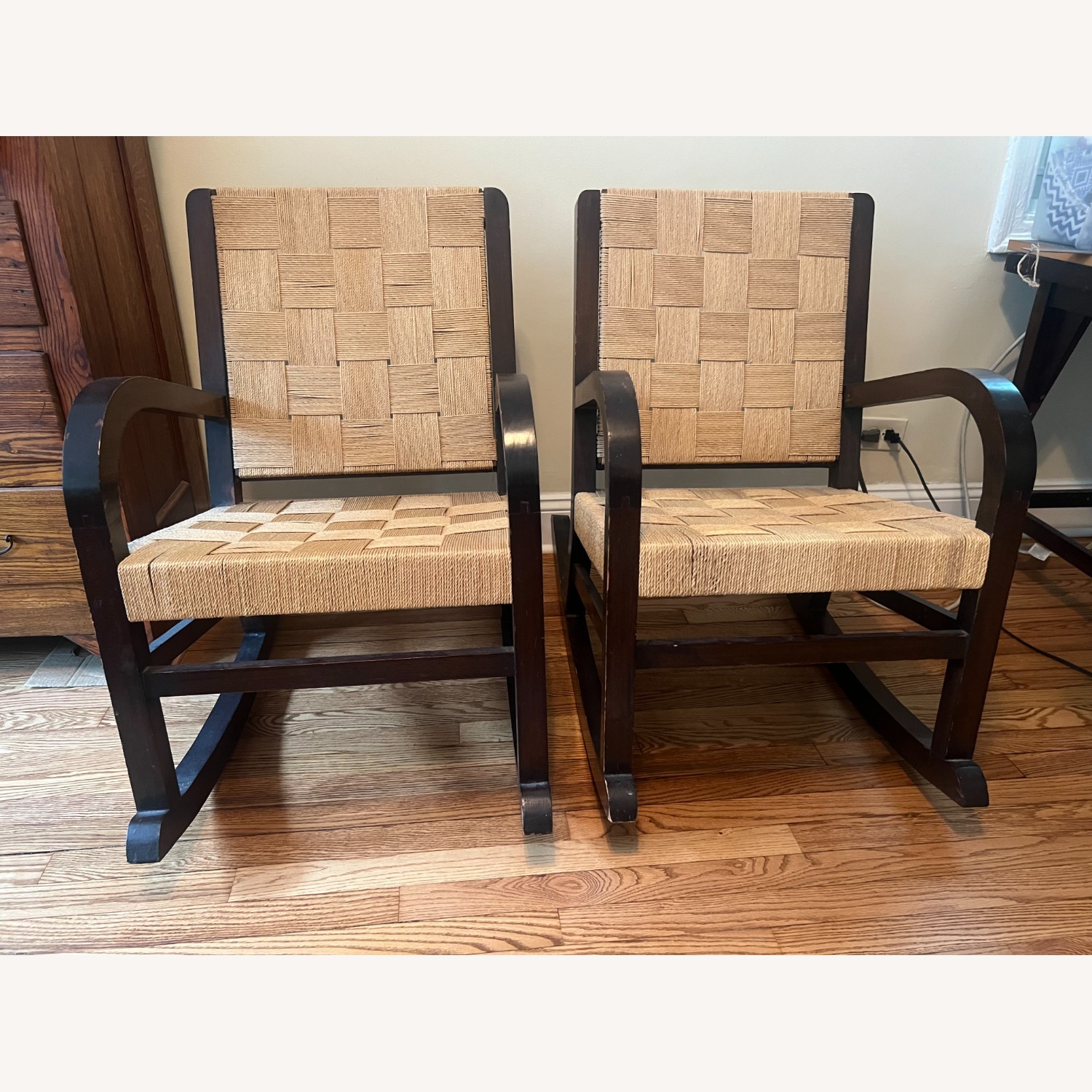 Vintage Set: SA Natural Wood/ Jute Table, 4 Chairs - image-5