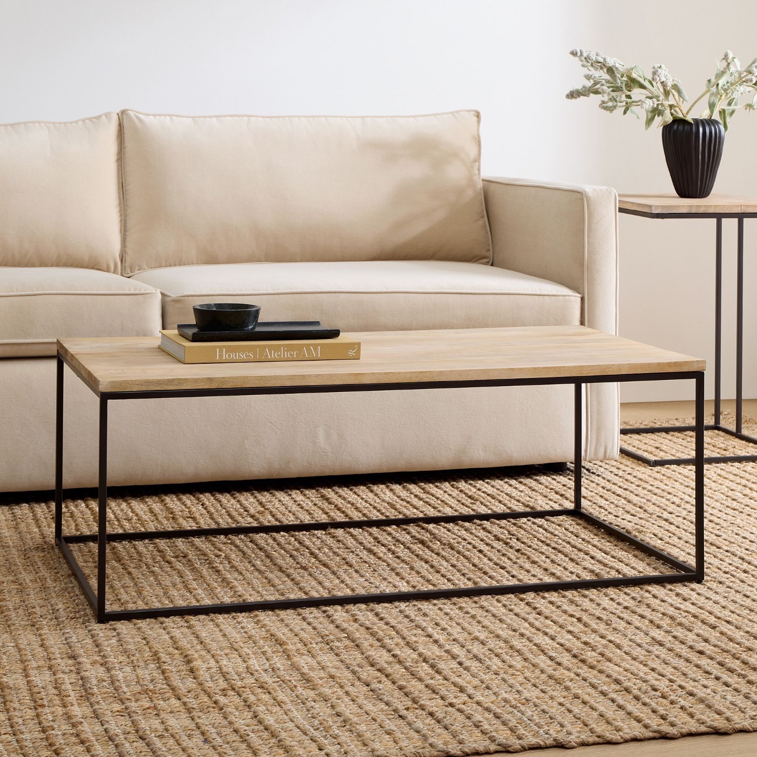 West Elm Streamline Coffee Table- Cerused White - image-1