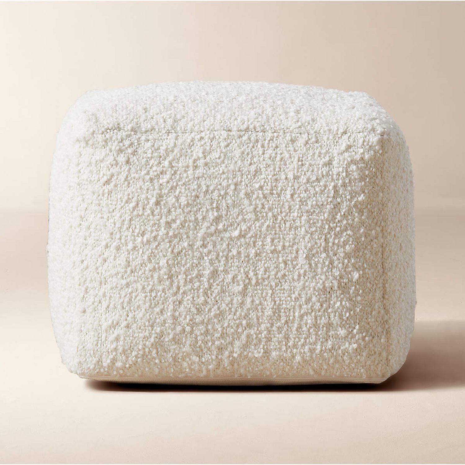 CB2 Boucle Ivory White Pouf - image-1