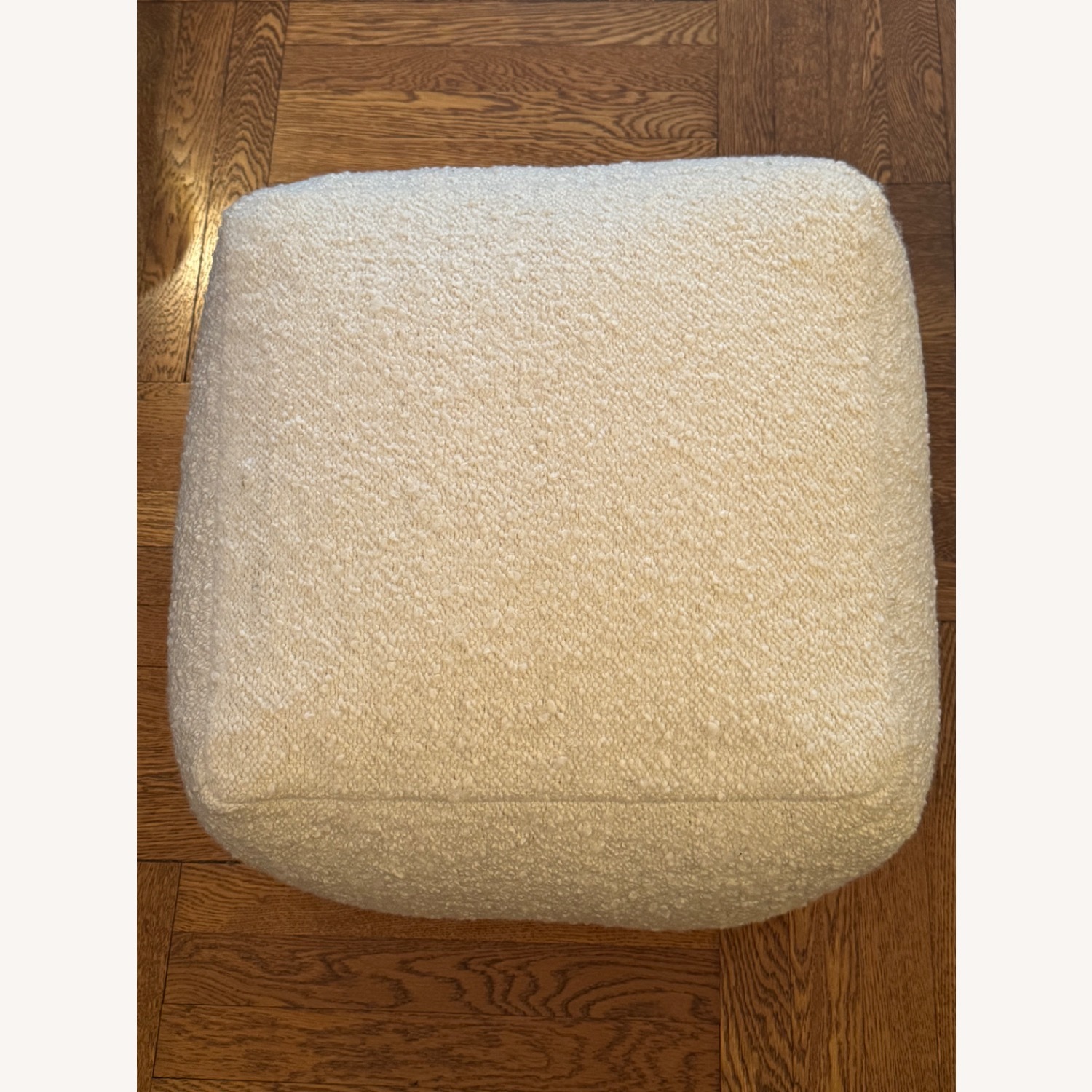 CB2 Boucle Ivory White Pouf - image-3