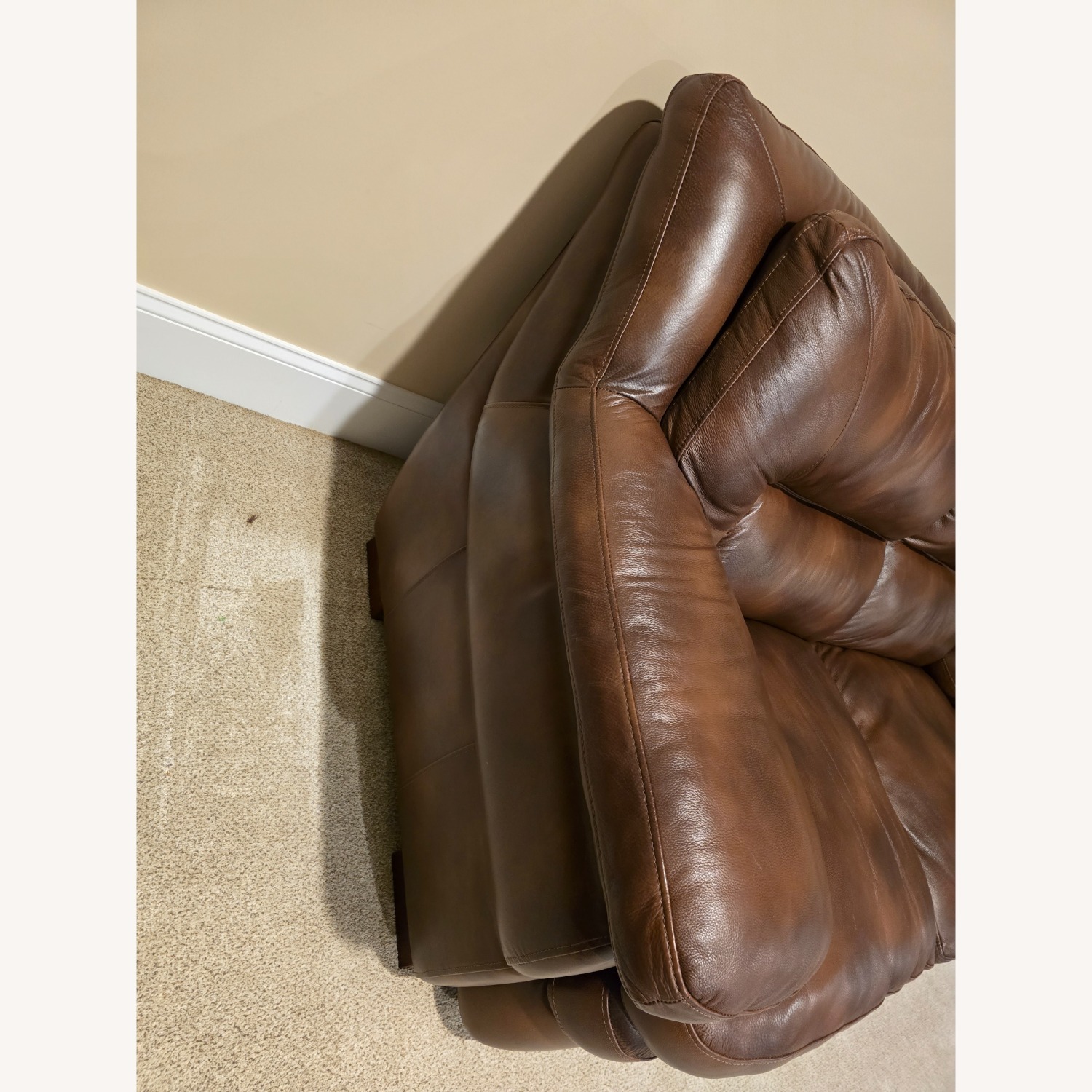 Jordan's Furniture Light Brown Leather Loveseat - image-2