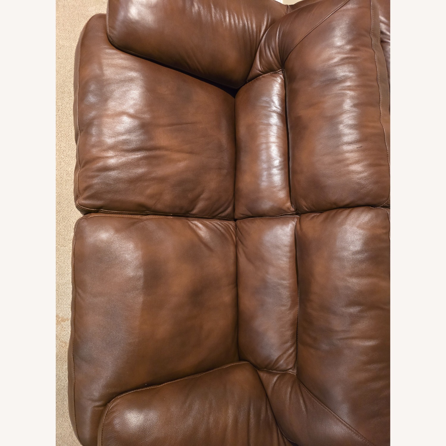 Jordan's Furniture Light Brown Leather Loveseat - image-3