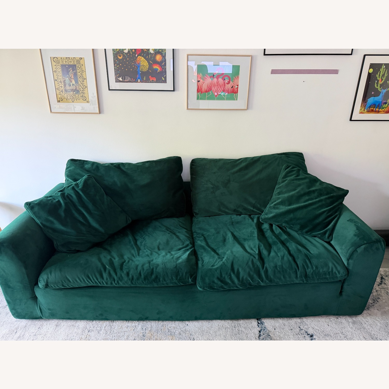 Joybird Bryant Sofa Green Velvet 3+ Seater Sofa - image-3