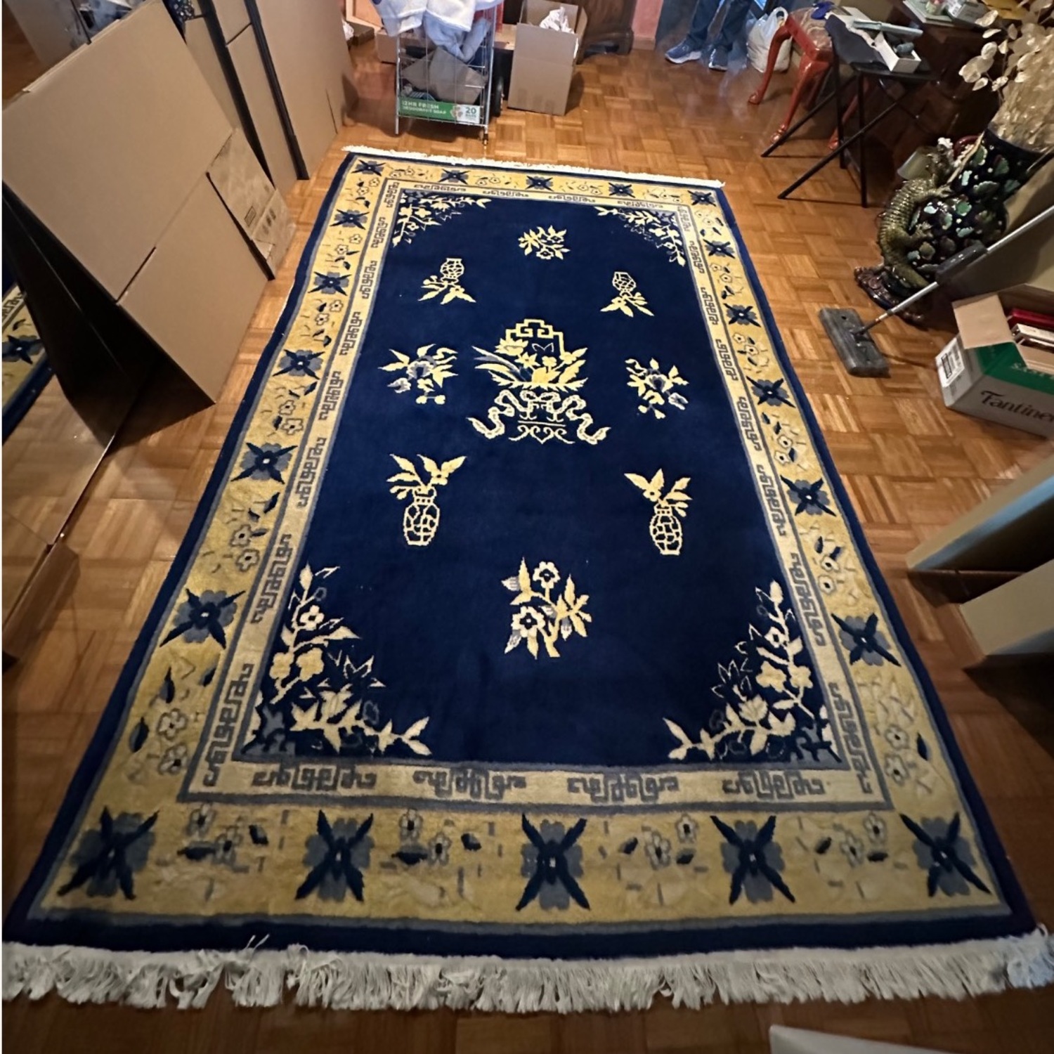 Vintage/Antique Blue Wool Area Rug 6' x 9' - image-4