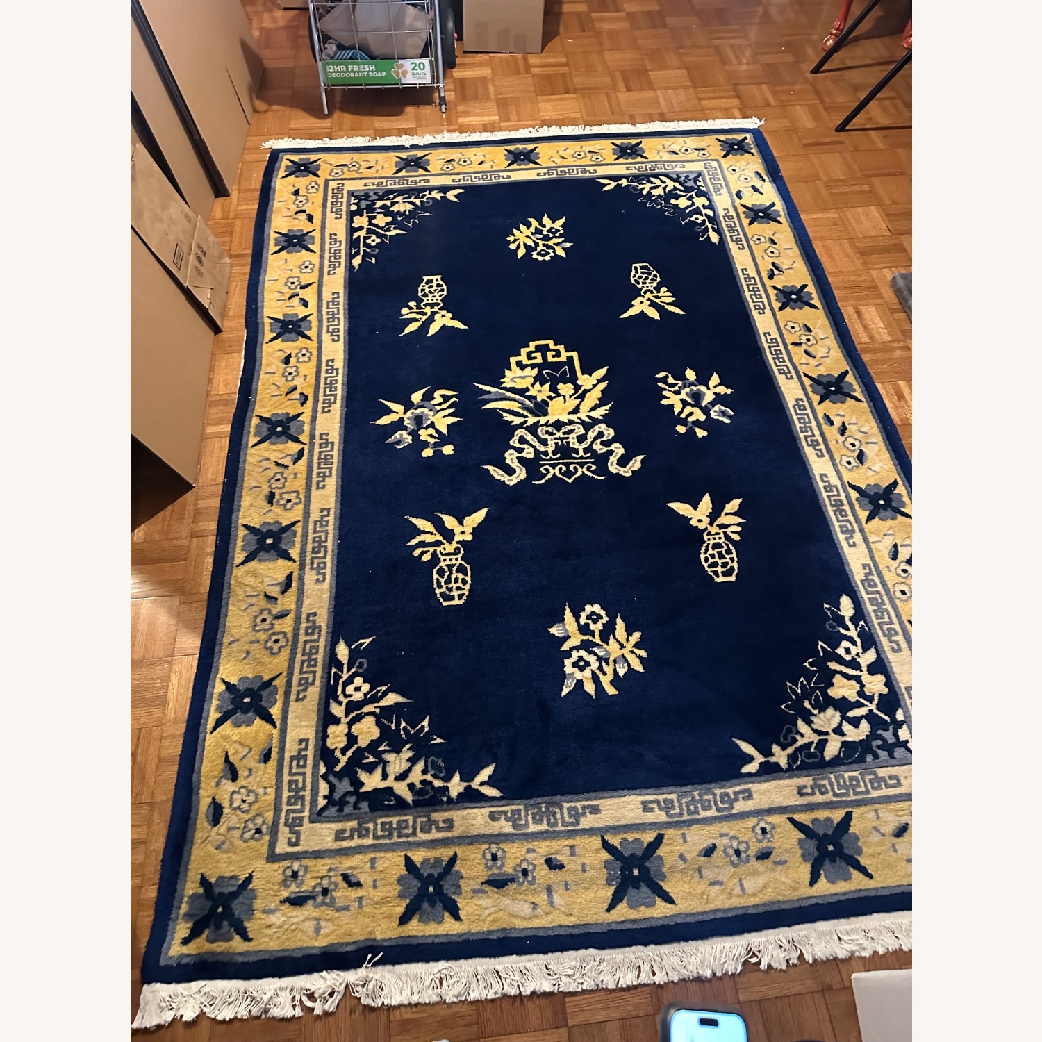 Vintage/Antique Blue Wool Area Rug 6' x 9' - image-2
