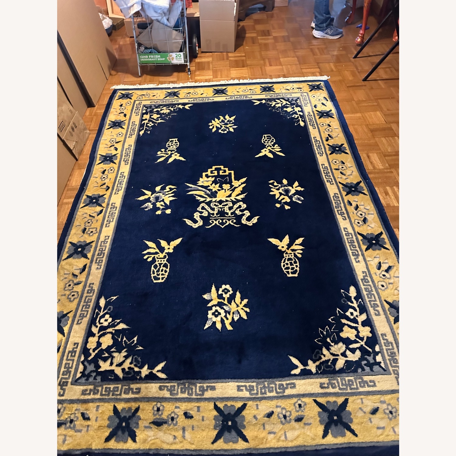 Vintage/Antique Blue Wool Area Rug 6' x 9' - image-1